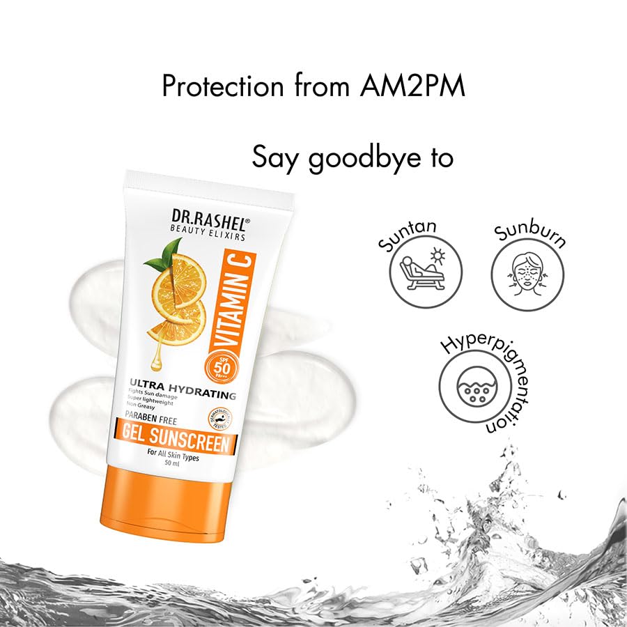 DR.RASHEL VITAMIN C SPF 50 PA +++ GEL SUNSCREEN ULTRA HYDRATING THAT FIGHTS WITH SUN DAMAGES PARABEN FREE (50 ML)