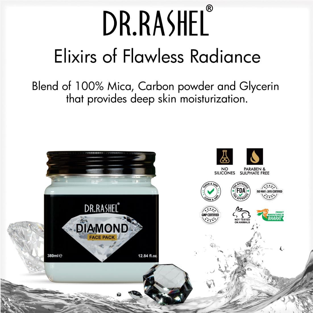 DR.RASHEL Diamond Face Pack For Nourishing Skin & Deep Cleansing (380 Ml) | Fight Against Wrinkles & Enhance Skin Elasticity | Suitable For Moistrizing Skin & Fairness | Applicable For Men & Women