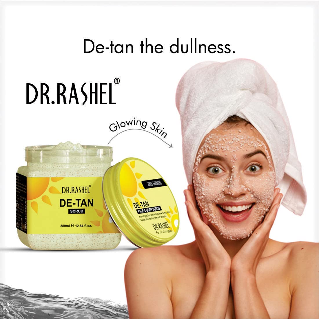 DR.RASHEL De-Tan Scrub For Face & Body (380 Ml) | Revitalizing Tan Removal Scrub | Cleanser Scrub For Deep Exfoliation | Dead Skin Remover Scrub | Blackhead Remover Scrub | Skin Brightening Lightening