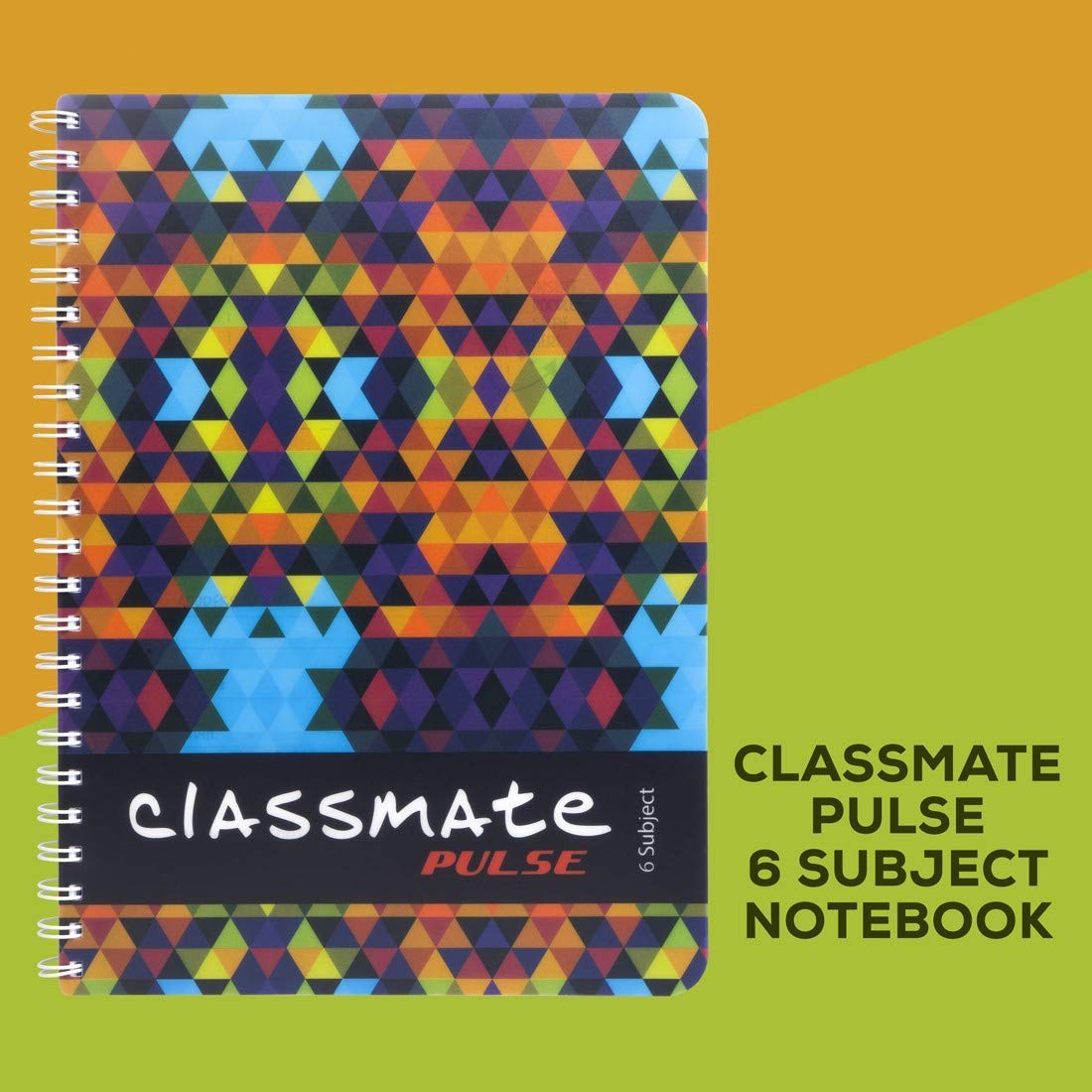 Classmate Pulse 6 Subject Spiral Notebook - Pack of 1 | Unruled | 300 Pages | A4-29.7cm x 21.0cm | Attractive Cover Designs | Soft Cover | Notebooks for College Students