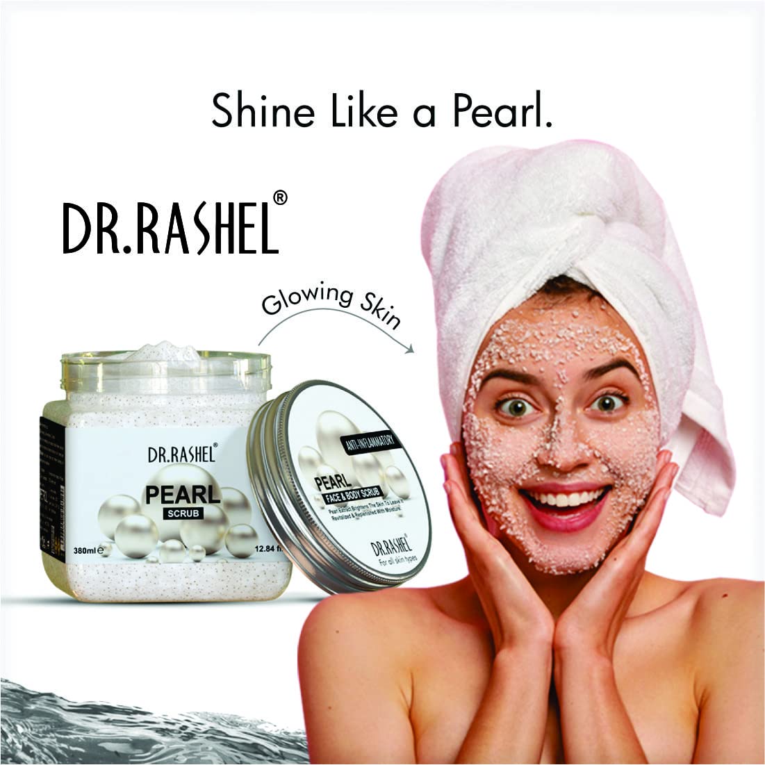 DR.RASHEL Pearl Scrub For Face & Body (380 Ml) | All Skin |Cleanser Scrub For Deep Exfoliation | Dead Skin Remover Scrub | Tan Removal | Blackhead Remover Scrub