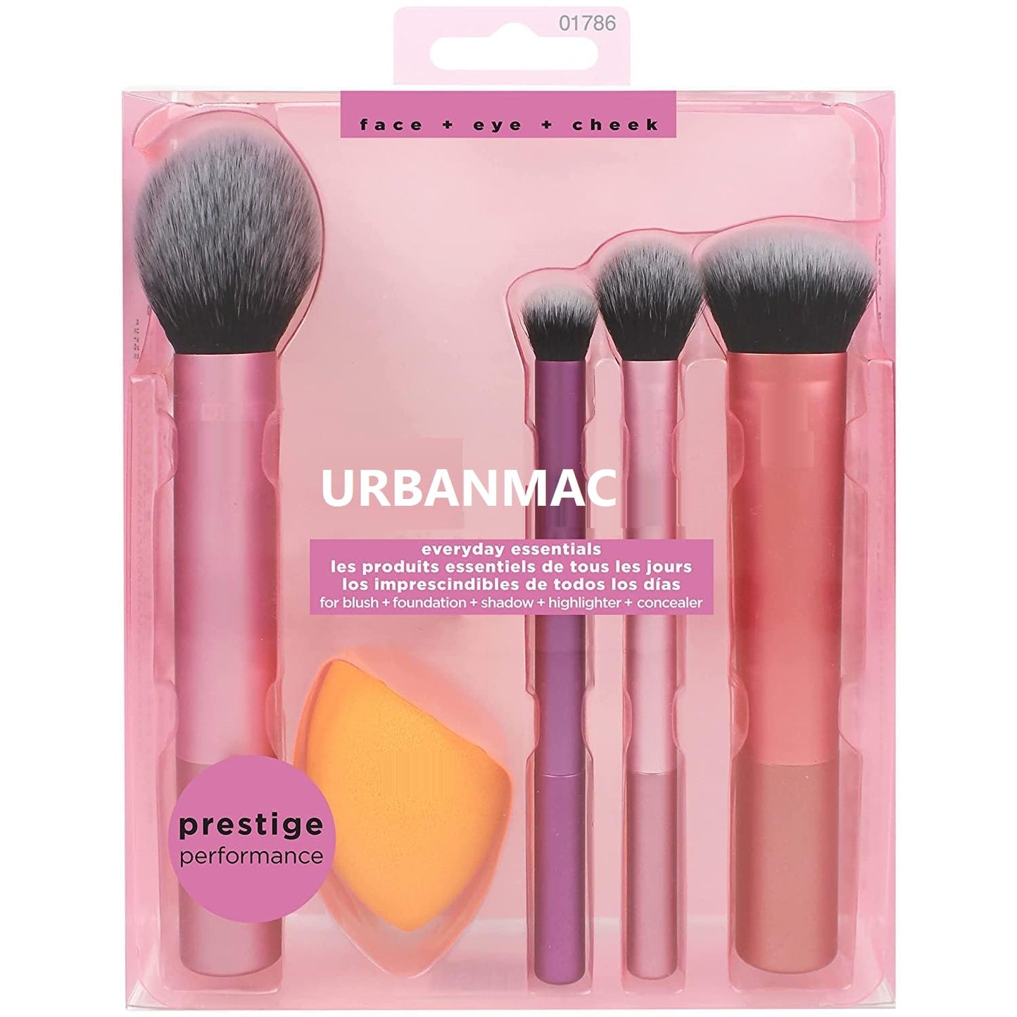 URBANMAC Artist Essentials Complete Face Makeup Brush Set for Makeup Artist Inspired Looks, 5 Count (Pack of 1)