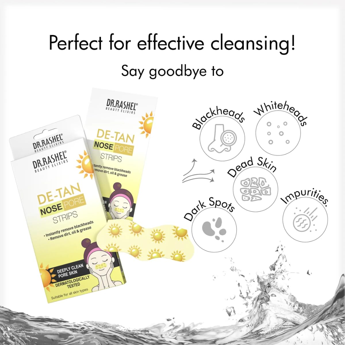 DR.RASHEL De Tan Nose Strip and Face Wash Combo Pack for Smoother Skin.