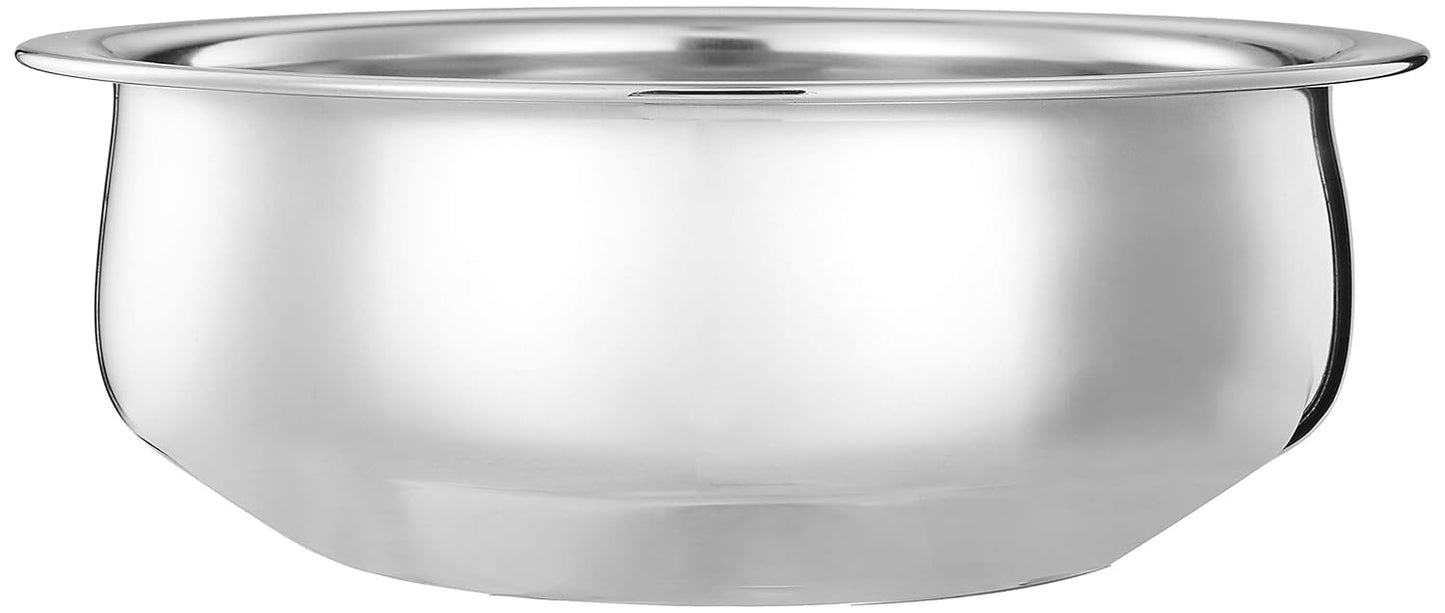 Solimo Stainless Steel Handi Set size 15cm,16 cm,19cm,21cm (4 pieces, 750ml, 1100ml, 1500ml and 1900ml)