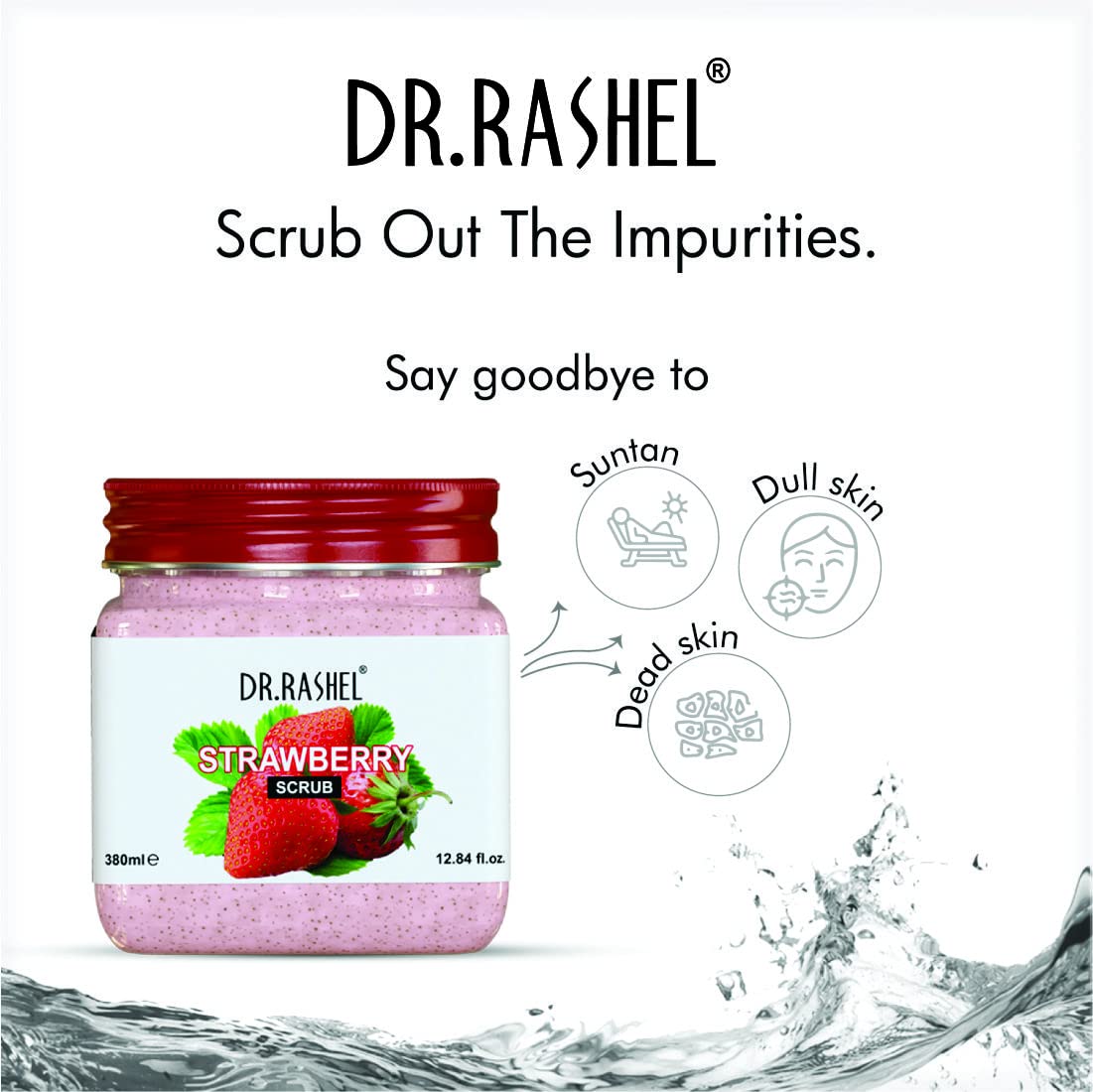DR.RASHEL Strawberry Scrub For Face & Body (380 Ml) | All Skin |Cleanser Scrub For Deep Exfoliation | Dead Skin Remover Scrub | Tan Removal | Blackhead Remover Scrub