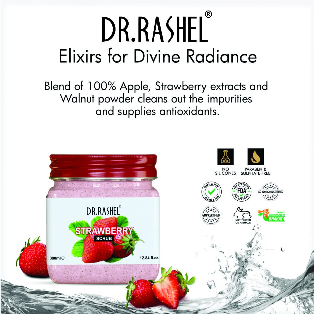 DR.RASHEL Strawberry Scrub For Face & Body (380 Ml) | All Skin |Cleanser Scrub For Deep Exfoliation | Dead Skin Remover Scrub | Tan Removal | Blackhead Remover Scrub