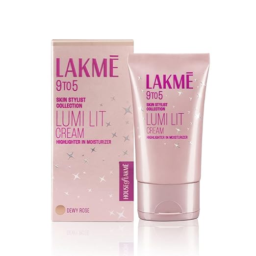 Lakme Lumi Cream - Face cream with Moisturizer + Highlighter, enriched with Niacinamide & Hyaluronic Acid - Dewy Rose, 60g