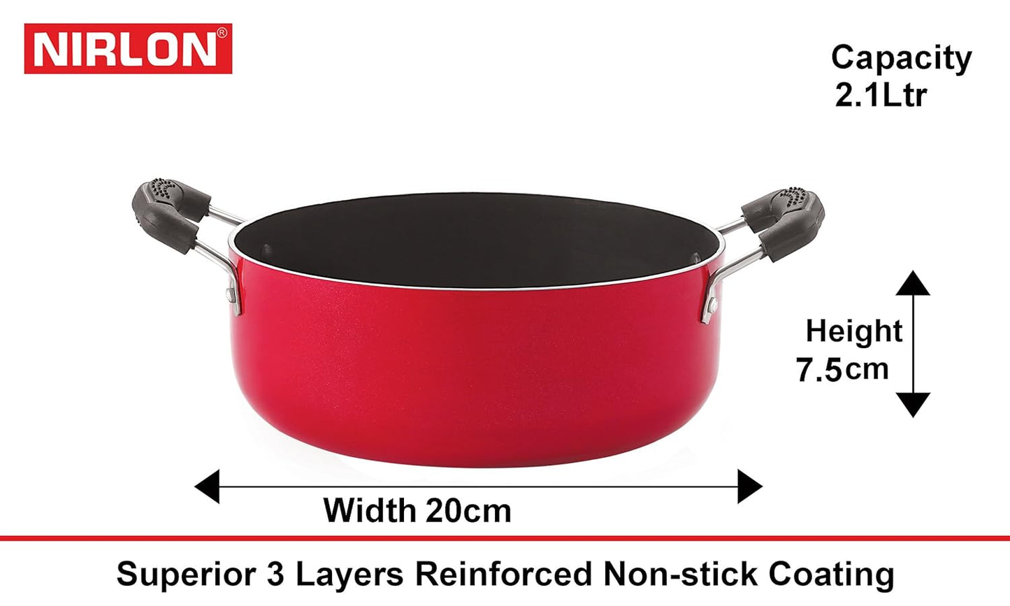 Nirlon Non-Stick 3 Layer Coated 5 Piece Kitchen Cooking Utensils Combo Set Offer with Red and Black Color, Gas Compatible