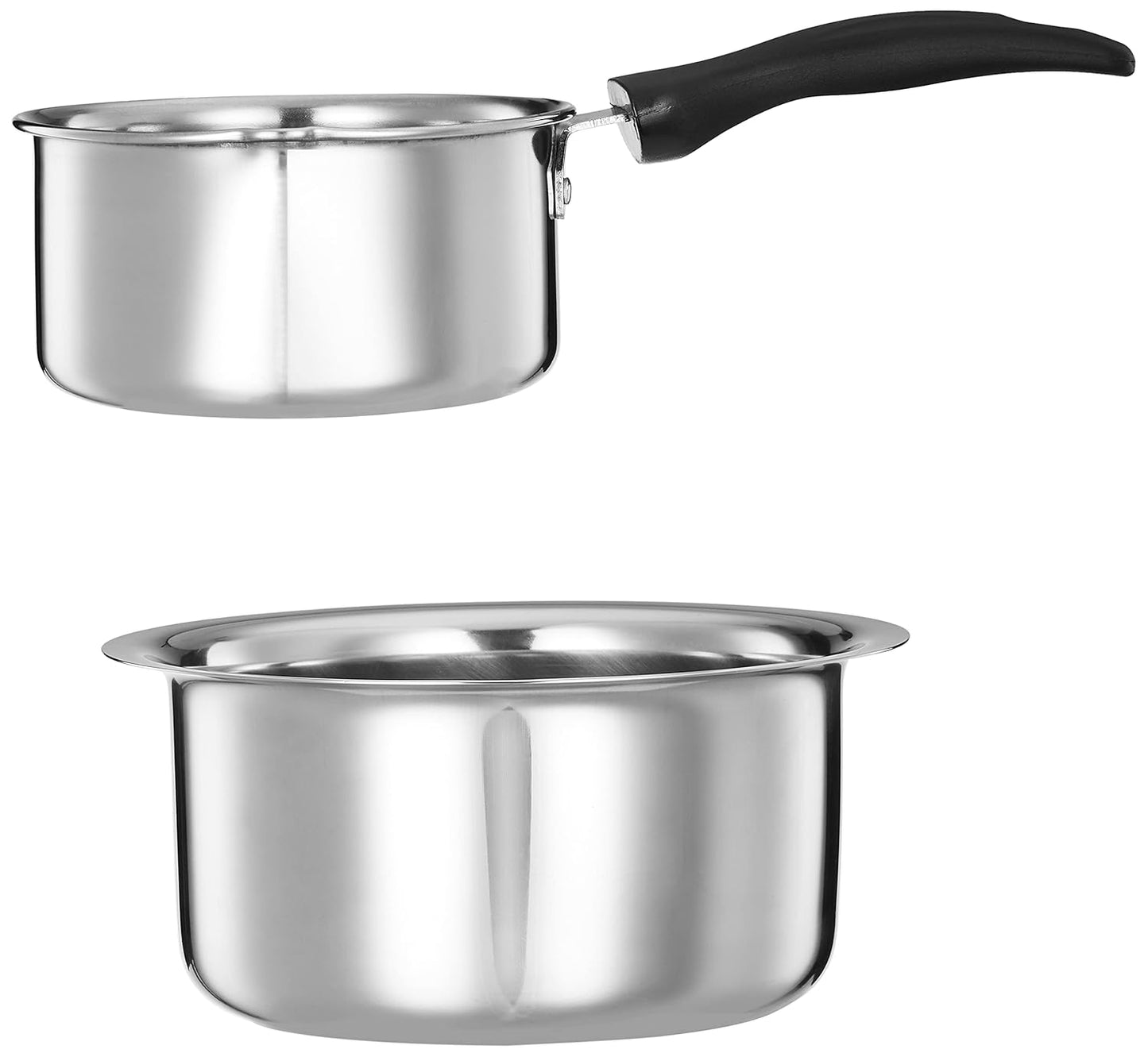 Solimo - 2 Pcs Stainless Steel Cookware Set - (Tope 18 cm, Sauce 14 cm) 2500 Liter