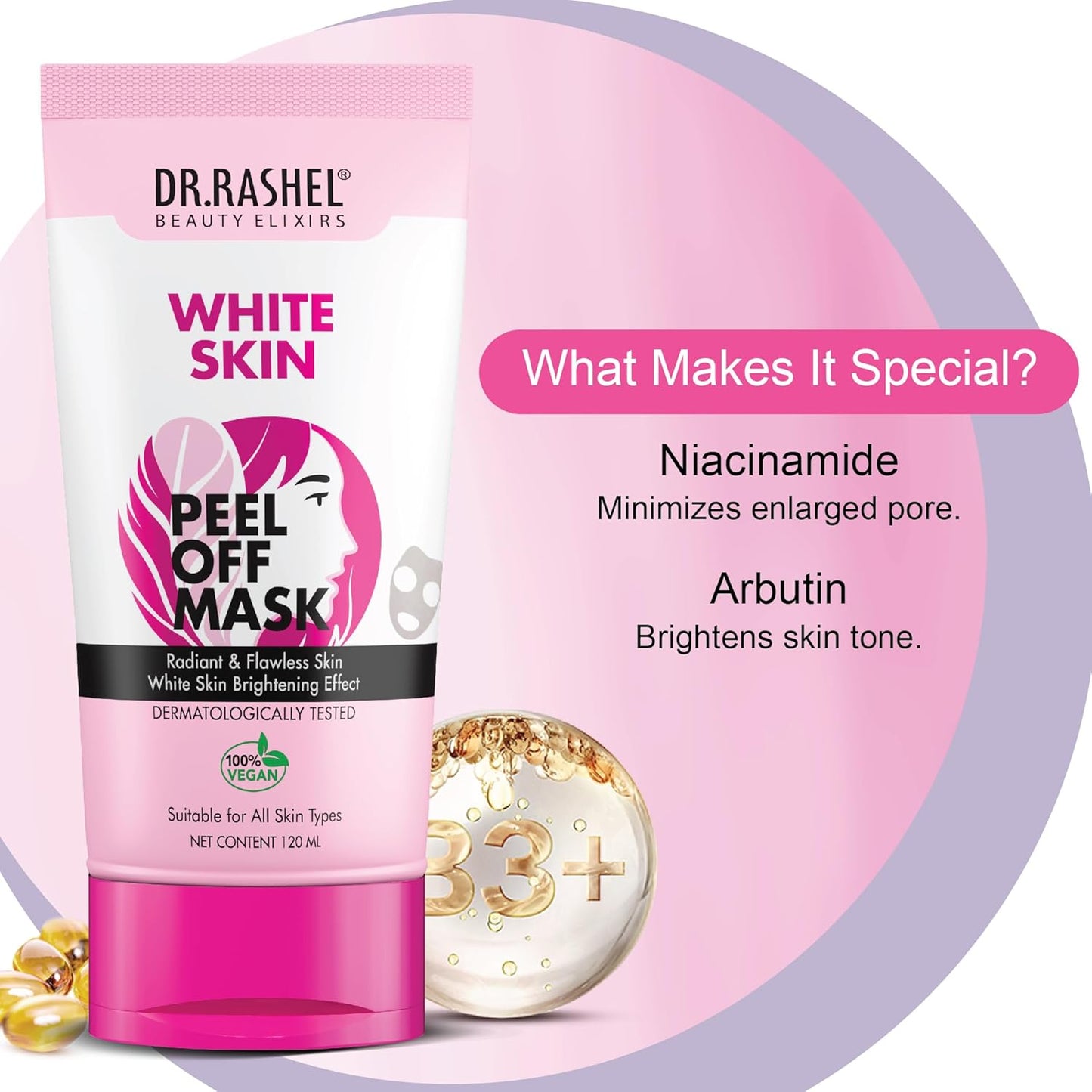 DR.RASHEL White Skin Peel Off Mask For Men & Women (120ml) | Fights Pollution & Dirt | Removes Impurities & Acne | Deeply Detoxifies Skin | Pack of 1