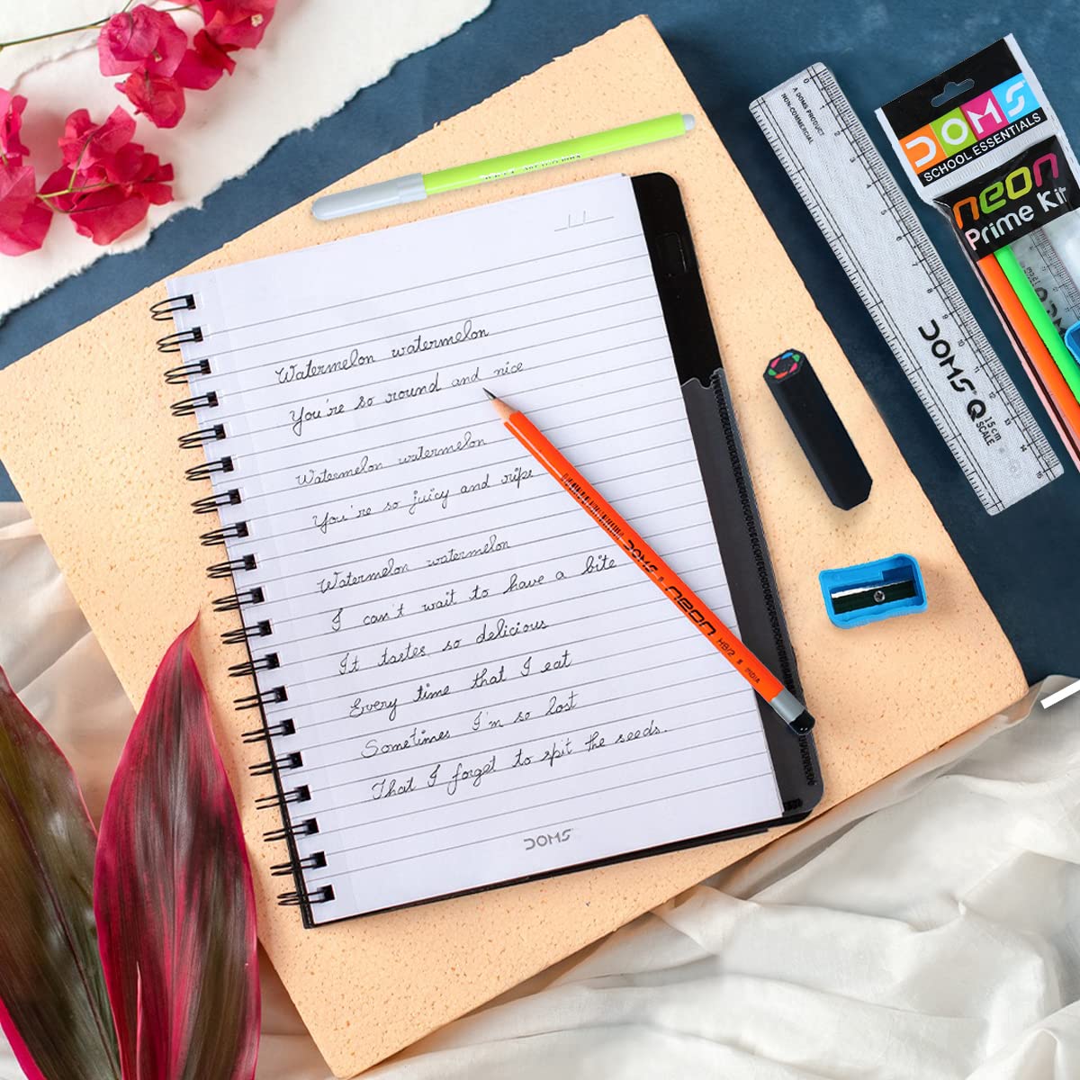 DOMS School Essentials Neon Prime Kit | Stationery Kit | 6 Assorted Items | Gifting Kit | Pack of 1 x 20 Set