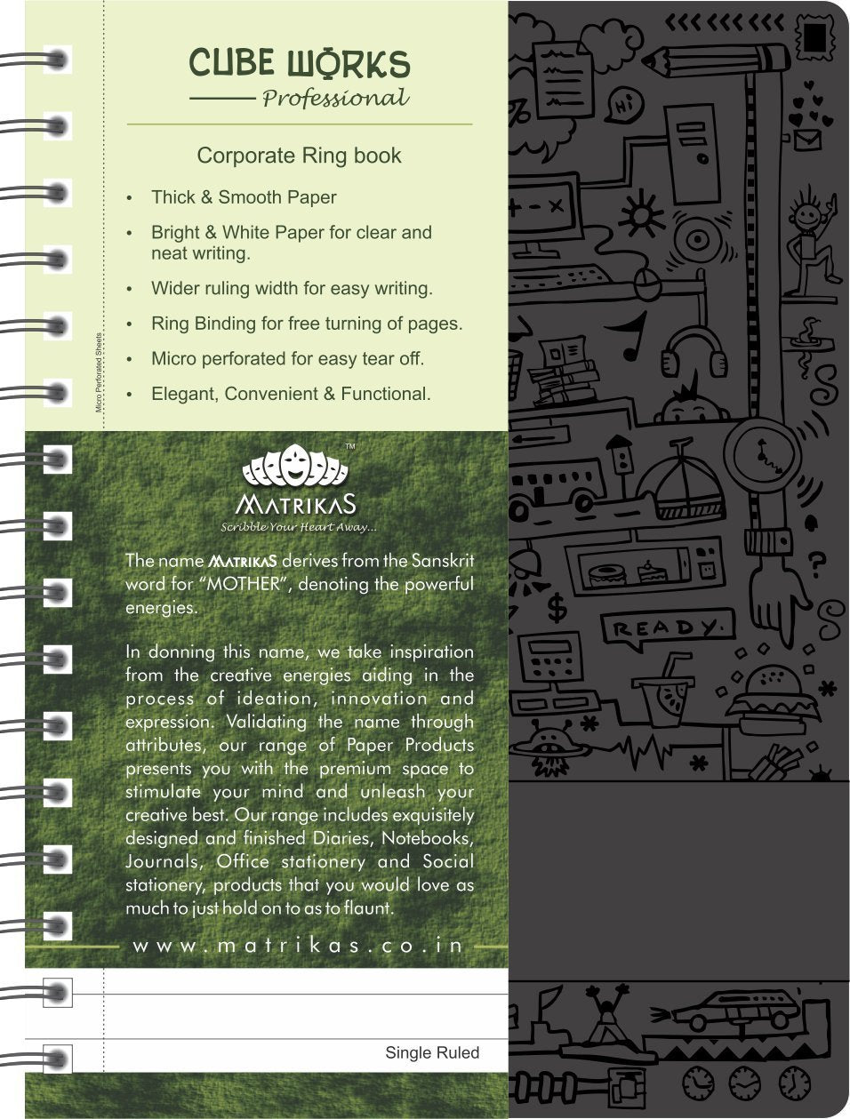 Matrikas Professional And Corporate Notebook - A5, 160 Pages, Black