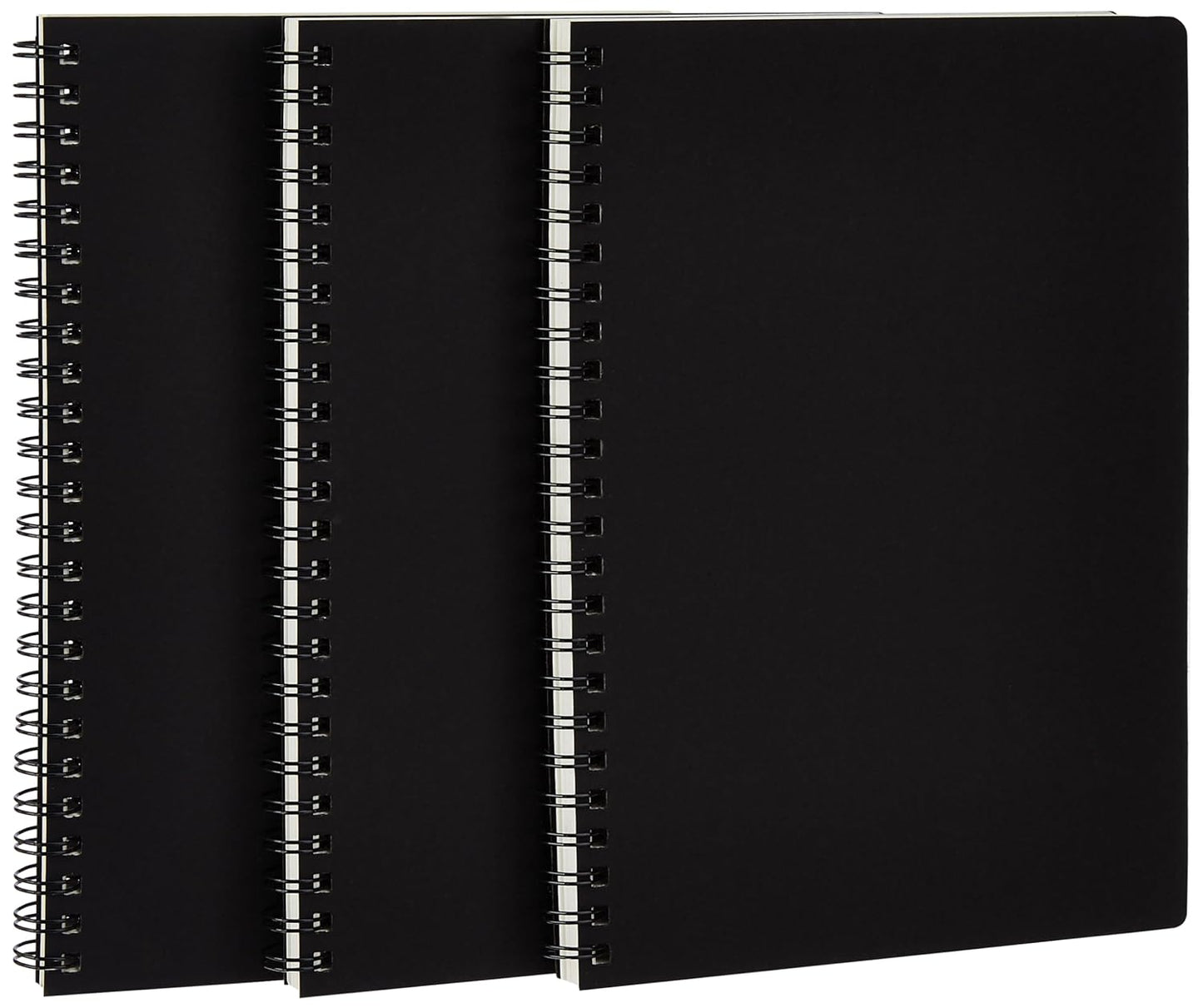 College Spiral Notebook, A5, Size 5.5x8.2 inches, Blank | Travel Writing Notebook, Journal, Notepad, Sketchbook | For Students, Office | Subject Diary | Pack of 3 (Black Cover)