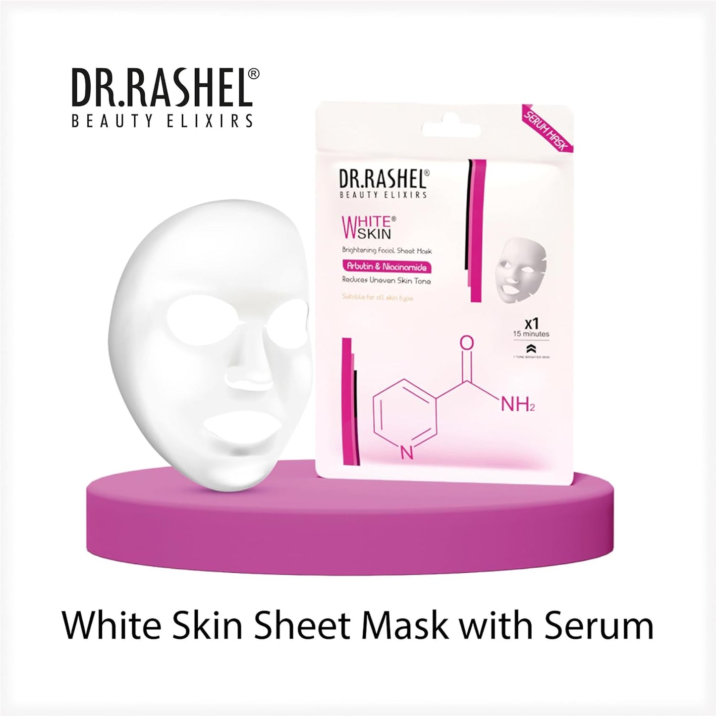DR.RASHEL White Skin Face Sheet Mask With Serum For Women And Men | All Skin Types | Repairing & Nourishment | Soothing And Hydrating | Paraben Free | Pack Of 2 | 20 Grams Each