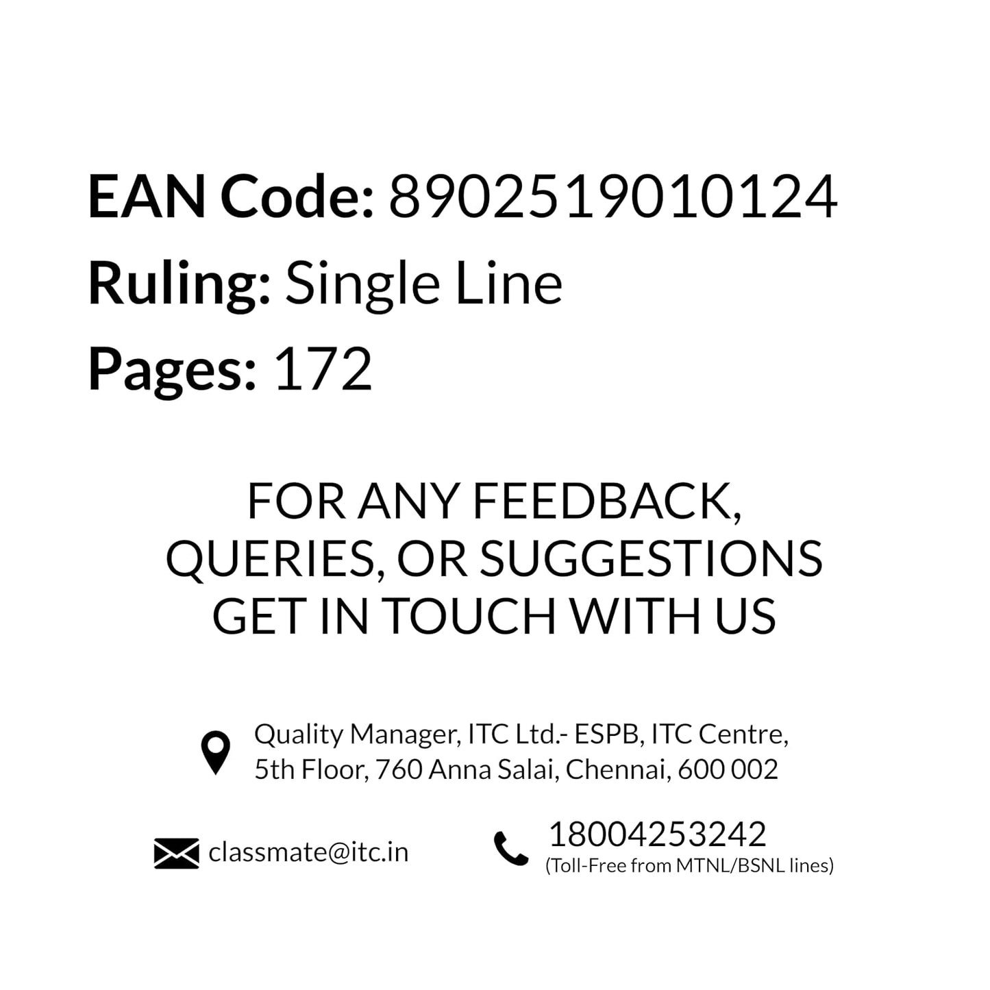 Classmate Long Book - Single Line, 172 Pages, 297 mm x 210 mm - Pack Of 3