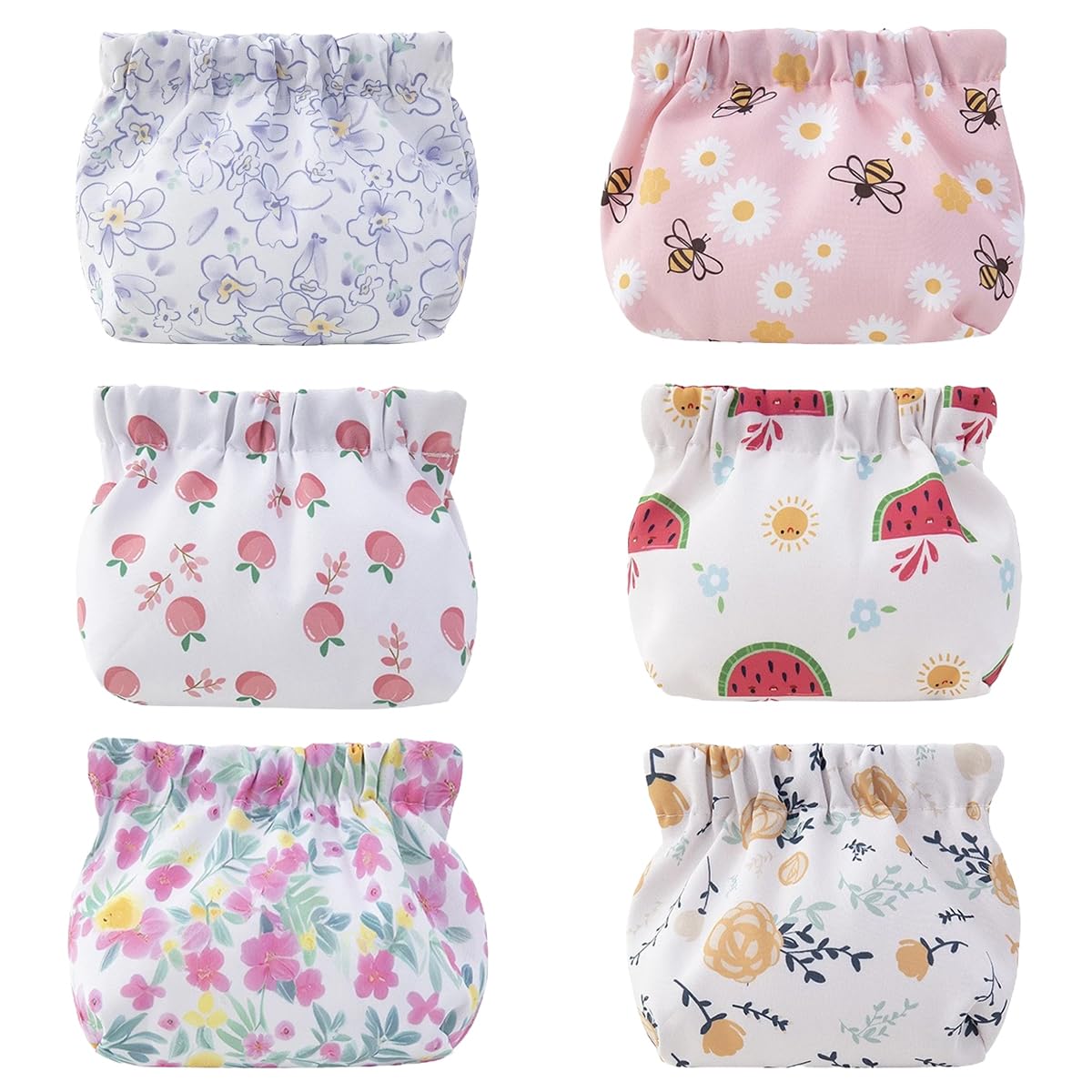 MAYCREATE® 6Pcs Small Makeup Pouches for Women, Flower Print Lipstick Makeup Pouch, Cute Coin Purse, Aesthetic Pocket Travel Cosmetic Bag Storage Organizer for Makeup Tools, Accessories