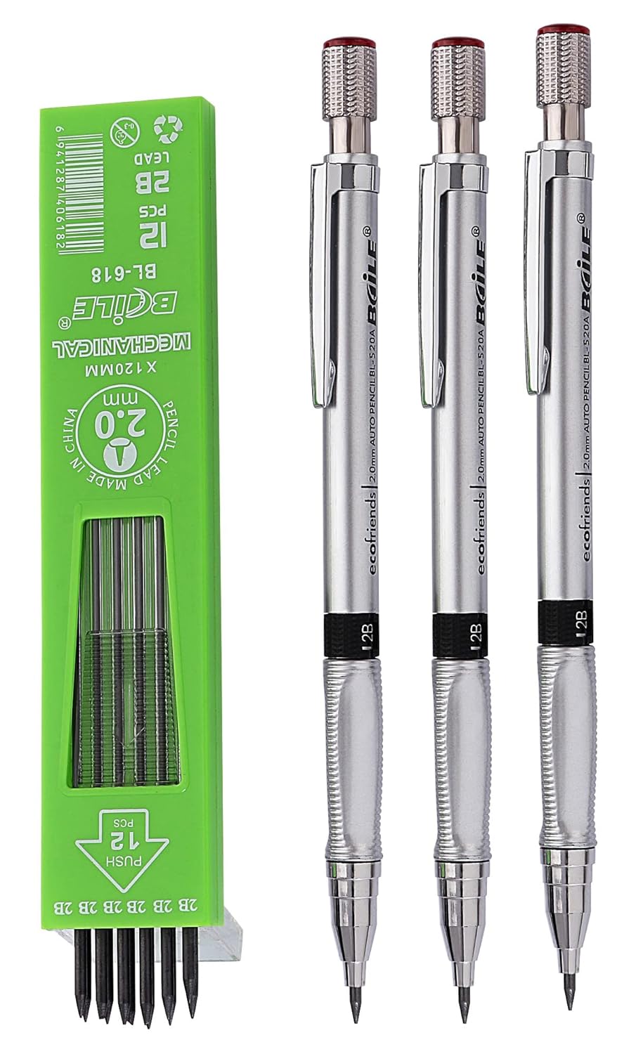 worison Set of 3 Mechanical Lead Pencil and 12 Black Leads