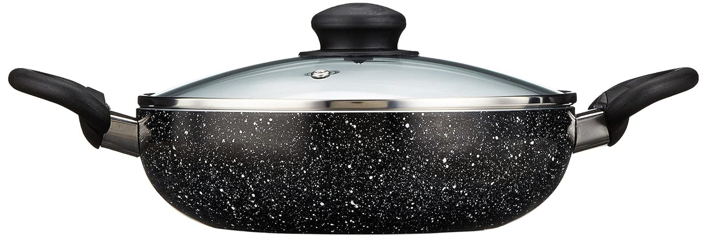 Solimo Aluminium 6 Piece Non-Stick Cookware Set with Detachable Handle| Granite Finish | Induction Base | Pfoa Free | HTR Exterior Coating | Black