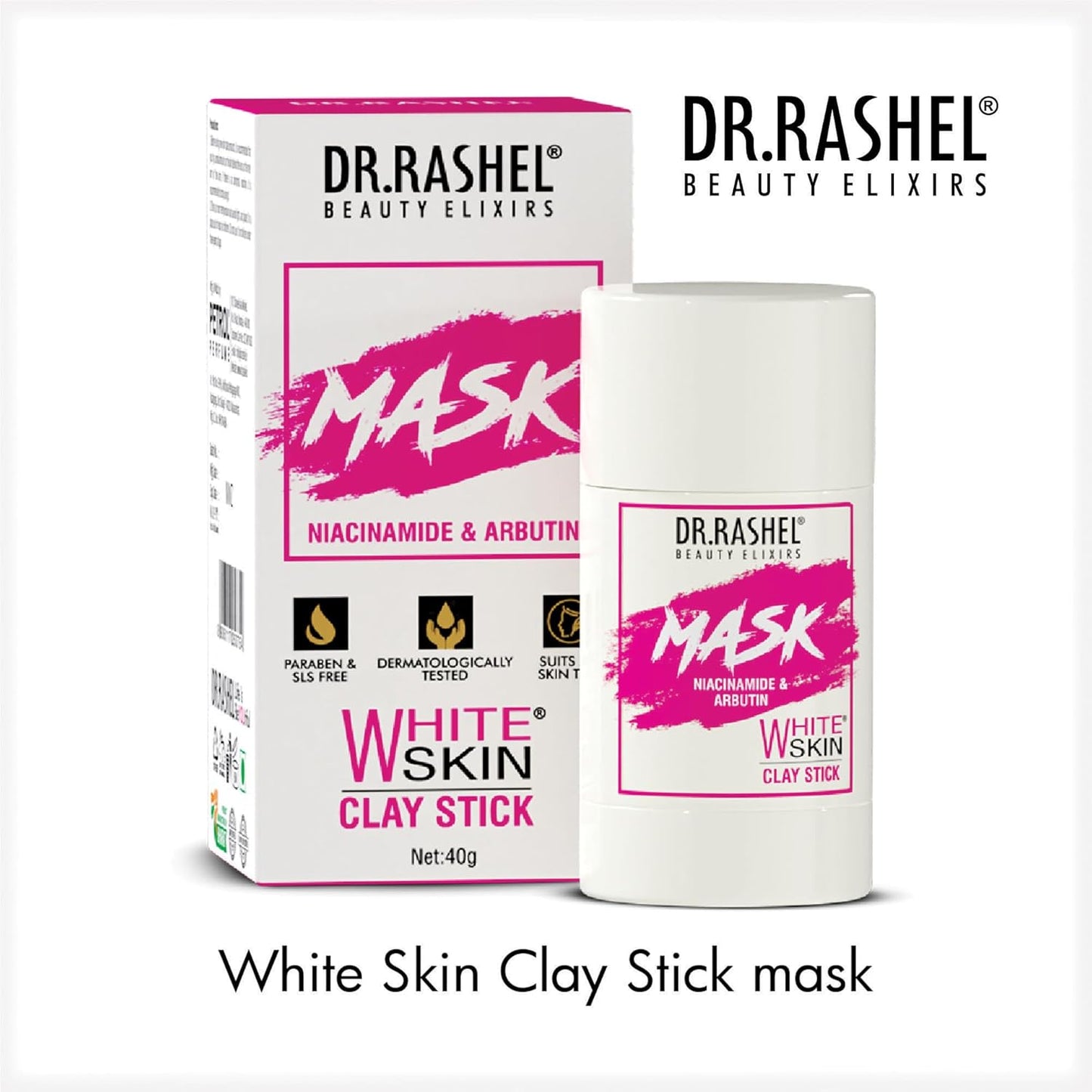 DR.RASHEL De-Tan Clay Stick Mask For Women & Men Purifying Skin For Glowing And Brightening Skin Paraben Free Suitable For All Skin Oily To Normal – 40 Grams