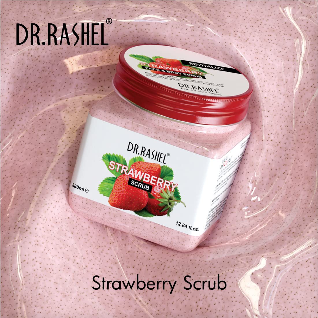 DR.RASHEL Strawberry Scrub For Face & Body (380 Ml) | All Skin |Cleanser Scrub For Deep Exfoliation | Dead Skin Remover Scrub | Tan Removal | Blackhead Remover Scrub