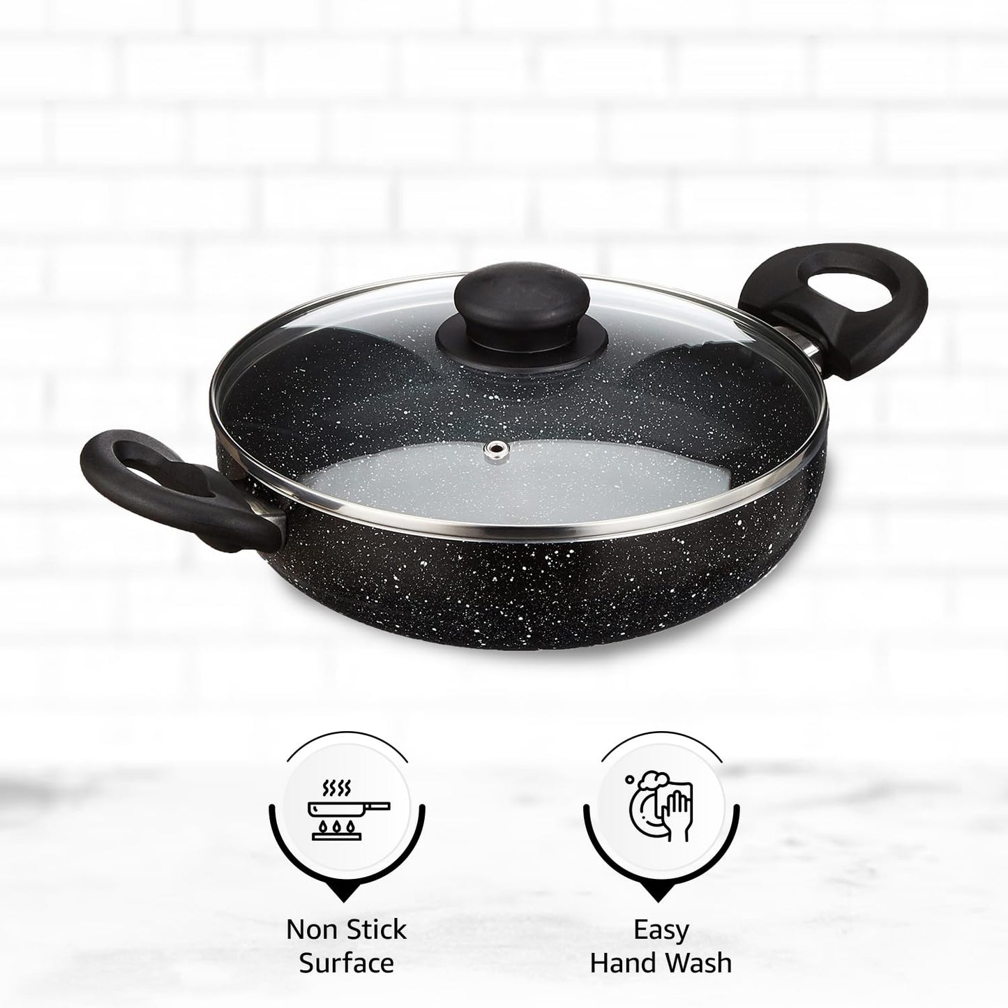 Solimo Aluminium 6 Piece Non-Stick Cookware Set with Detachable Handle| Granite Finish | Induction Base | Pfoa Free | HTR Exterior Coating | Black