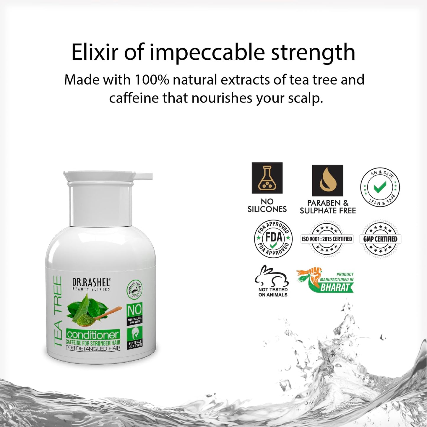 DR.Rashel Tea Tree Anti-Dandruff Conditioner Enriched with Goodness of Caffine & Tea Tree Oil | Promotes Healthy scalp | Sutiable For Smooth, Detangled & Breakage Free Hair For Men Women 200 ML