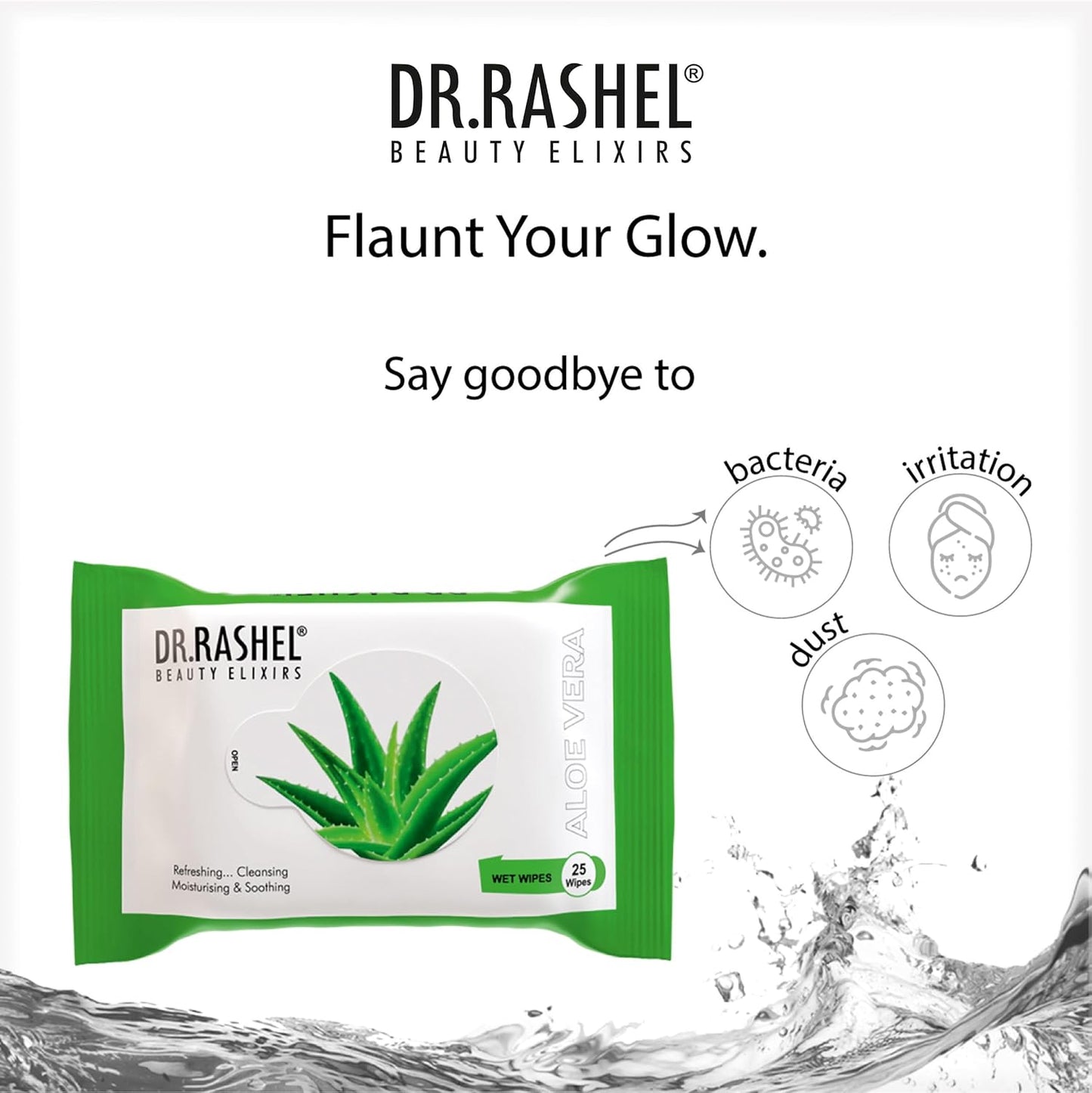 DR.Rashel Aloe Vera Pack of 2 Face Wipes, Enriched with goodness of Glycerin and Aloe Vera Extract | For Multi purpose use | Gives Refreshing and Glowing Skin.(25 pc x 2)