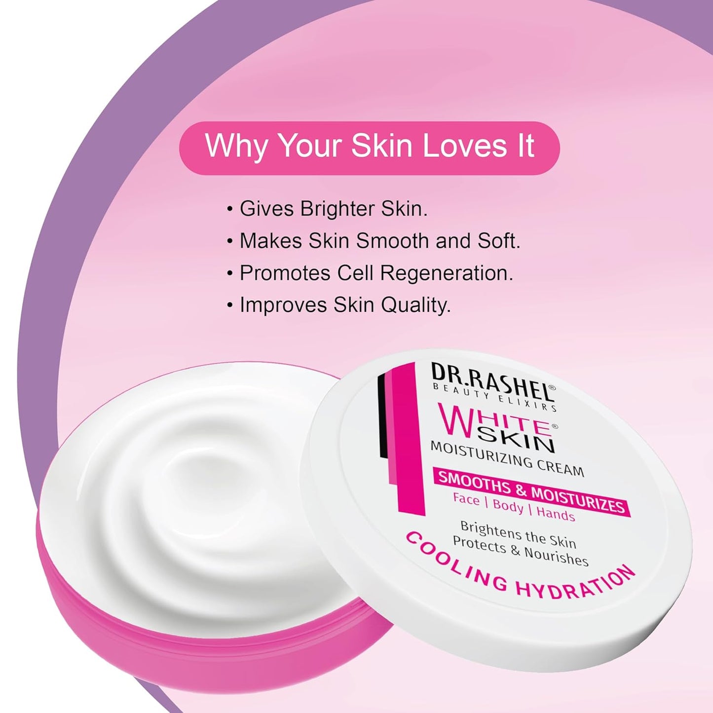 Dr.Rashel White skin Face Moisturizer 125 ml, Daily Lightweight Non-Oily Cream with Glycerin for Soft Glowing Skin, With Arbutin & Niacinamide
