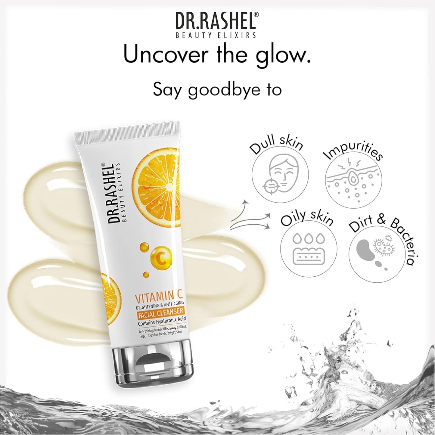 DR.RASHEL VITAMIN C FACIAL CLEANSER BRIGHTENING & ANTI-AGING CONTAINS HYALURONIC ACID (80ML)