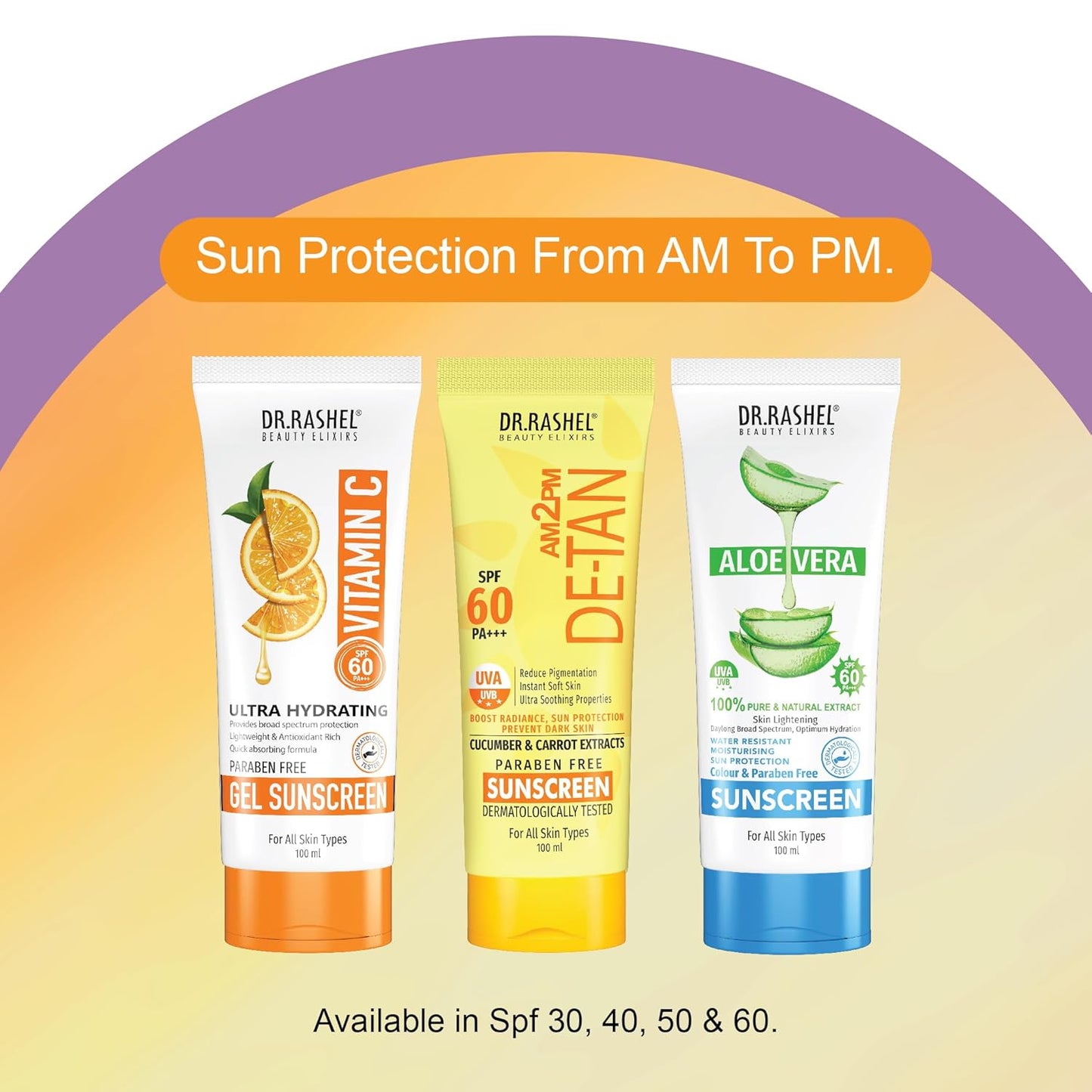 DR.RASHEL Vitamin C Sunscreen SPF 60 PA+++ Gel Ultra Hydrating Protects Your Skin From UV Rays With Matte Look Oil Control For Normal to Oily Skin Parabean Free – 100 ML