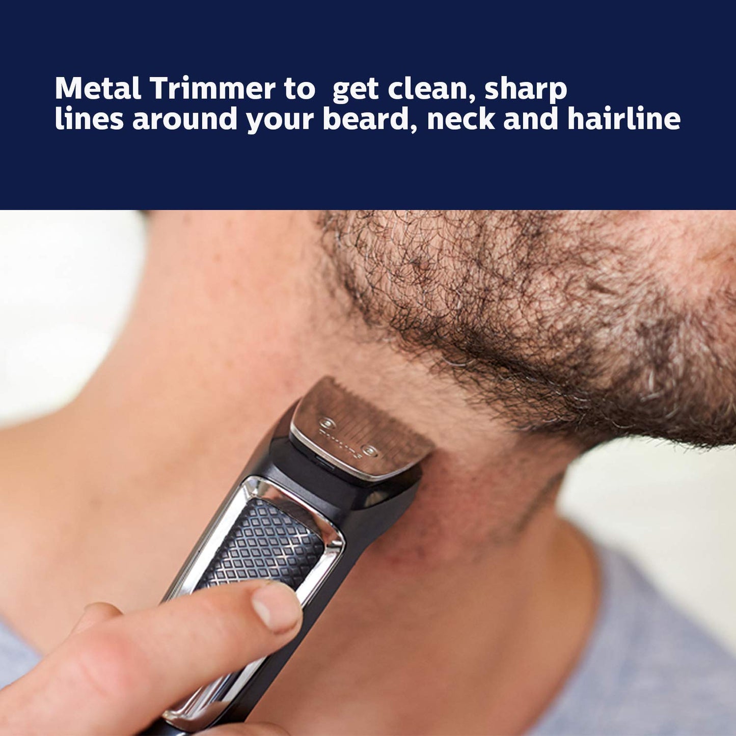 Philips India's No.1 Men's Trimmer | Self Sharpening Blades | Single Stroke Grooming I 9 in1 Face, Nose and Body I 2+1* year warranty | Powerful motor | No Oil Needed I 60 min runtime I MG3710/65