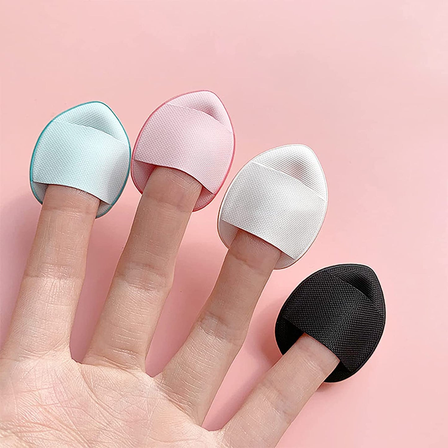 COSLUXE Mini Finger Powder Puff 4 pcs Finger Makeup finger beauty blender Sponges, Mini Soft Cosmetic Finger Puff, Perfect for Foundation, BB Cushion, Cream, Concealer