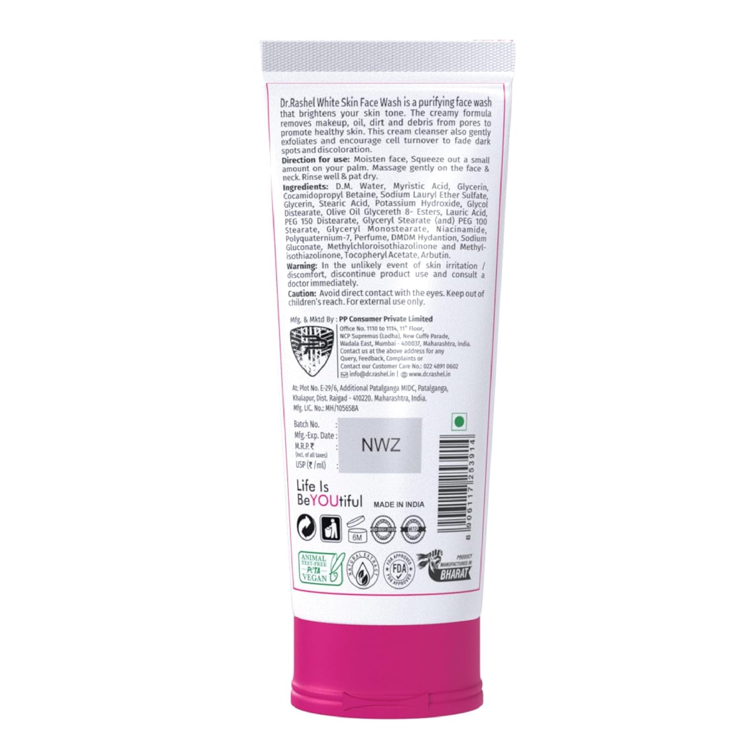 DR.RASHEL Face wash Natural Extracts White Skin Facewash Deep cleansing and skin brightening for oily and dry skin -100 ML