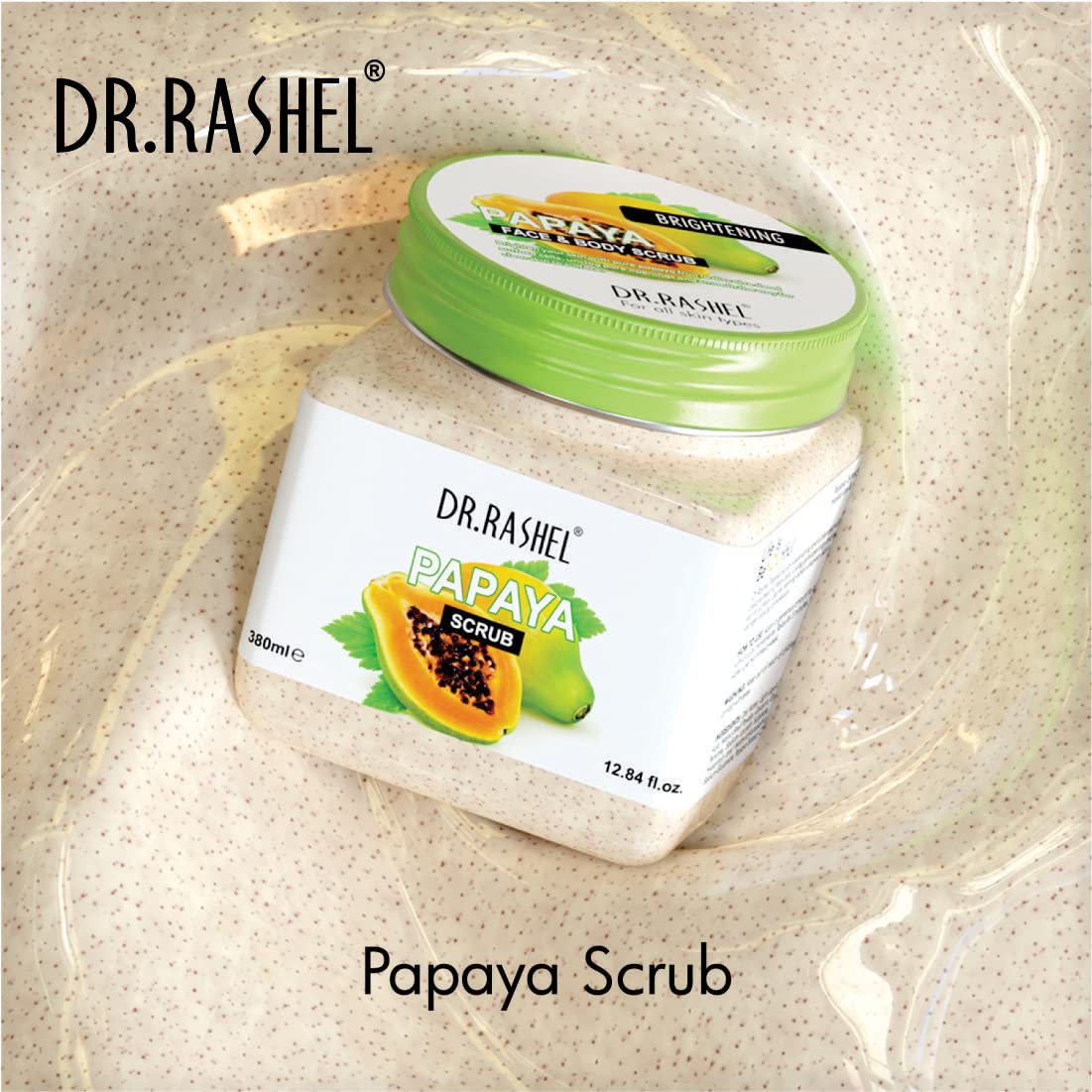 DR.RASHEL Scrub For Face & Body (Papaya Scrub, 380 ML) | All Skin |Cleanser Scrub For Deep Exfoliation | Dead Skin Remover Scrub | Tan Removal | Blackhead Remover Scrub | Face Scrub | Body Scrub