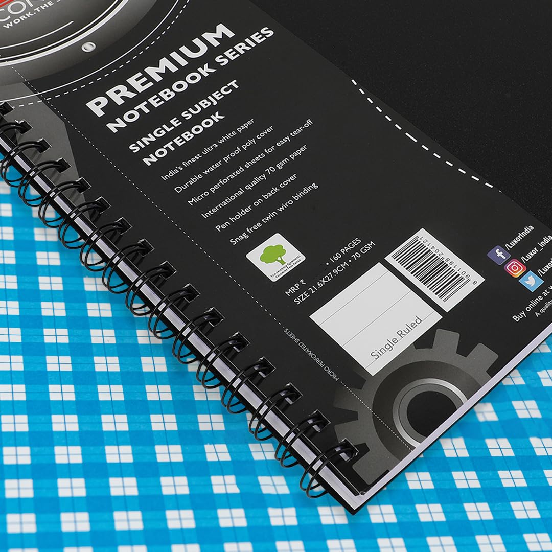 Luxor Single-Subject A4 Ruled Notebook - 160 Pages, 21.6 * 27.9 cm - Ideal for School, College, and Personal Journaling