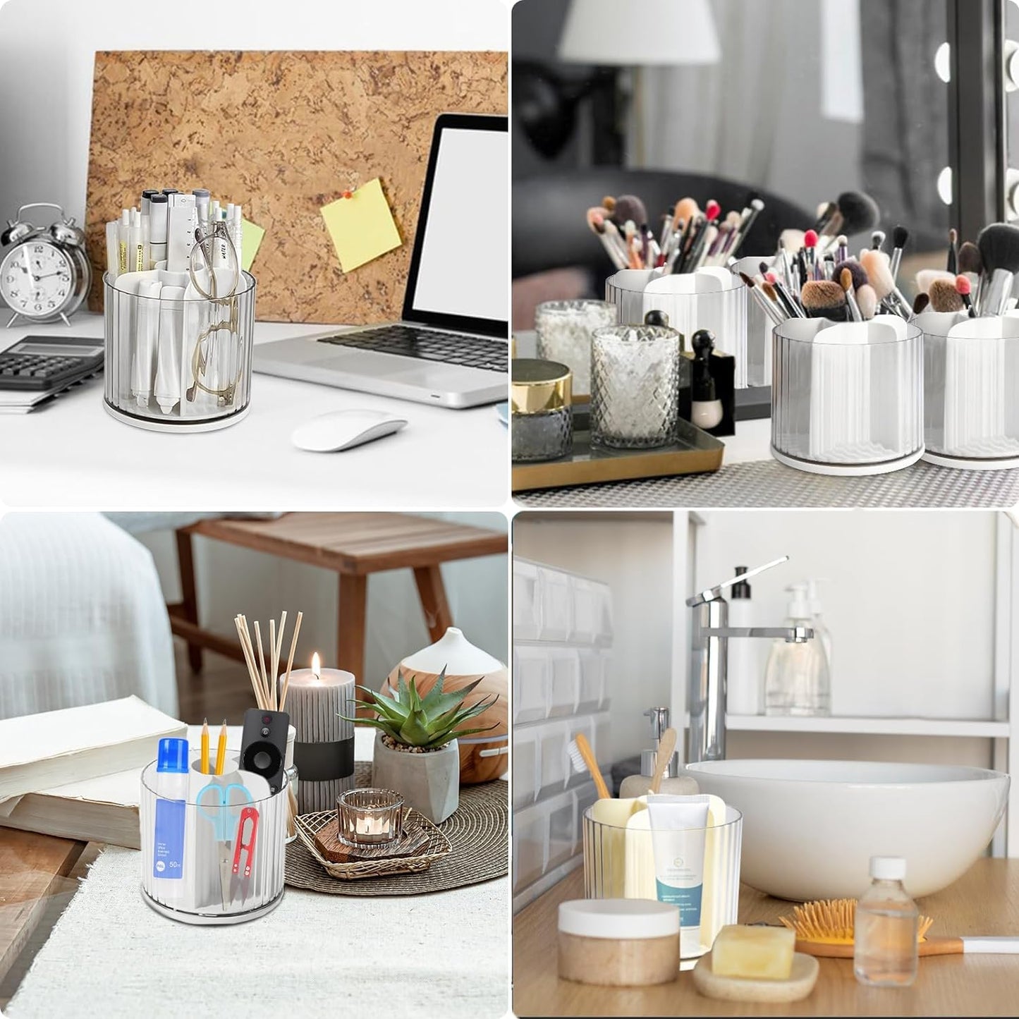 HOME CUBE 1 Pc Rotating Pen pencil Holder with 6 Slot Desk Organizers for Office Supplies Stationery Pens Staplers Clips office Home