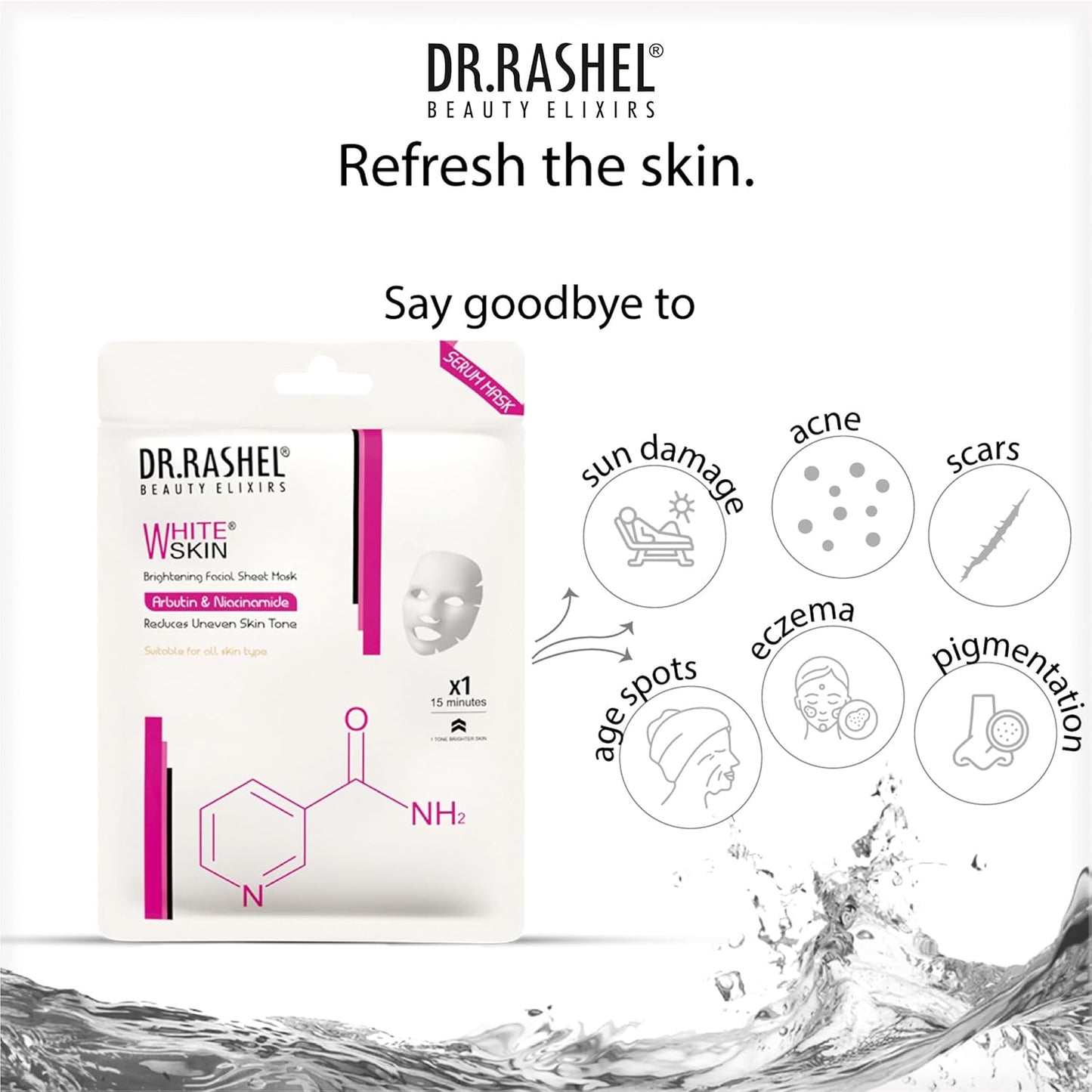 DR.RASHEL White Skin Face Sheet Mask With Serum For Women And Men | All Skin Types | Repairing & Nourishment | Soothing And Hydrating | Paraben Free | Pack Of 2 | 20 Grams Each