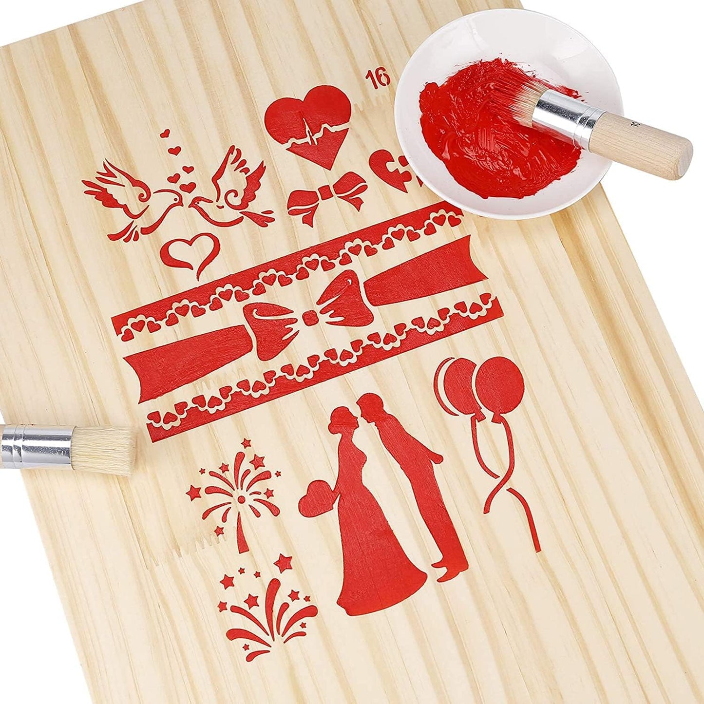 Qatalitic 3 pcs Stencil Brushes Set, Natural Bristle Brushes Perfect for Acrylic Painting, Oil Painting, Watercolor Painting, Stencil Project, Card Making and DIY Art Crafts