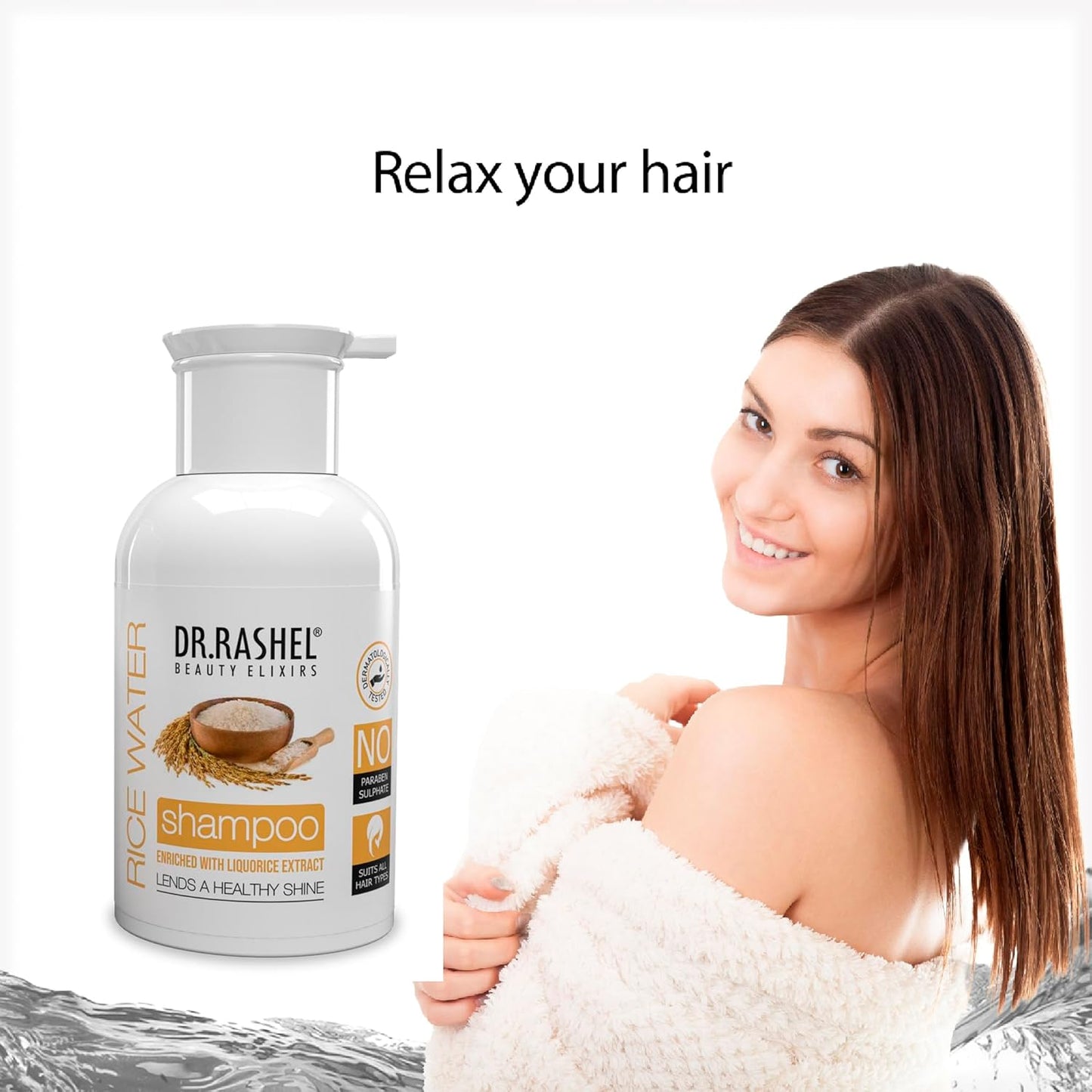 DR.Rashel Rice Shampoo Enriched with Goodness of Liquorice Extarct & Vitamin B5 | Enhance Scalp Health & Hair Growth | Sutiable For Detangle & Breakage Free Shiny Healthy Hair For Men Women 250 ML