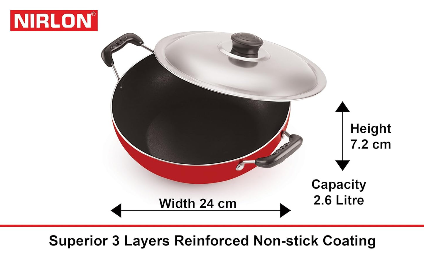 Nirlon Non-Stick 3 Layer Coated 5 Piece Kitchen Cooking Utensils Combo Set Offer with Red and Black Color, Gas Compatible