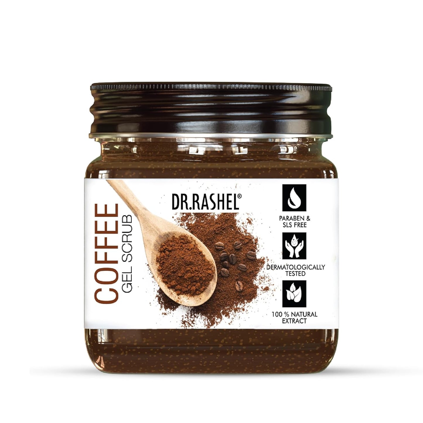 DR.RASHEL Coffee Gel Face & Body Scrub For Men and Women (380 Ml) | All Skin |Cleanser Scrub For Deep Exfoliation | Dead Skin Remover | Tan Removal | Blackhead Remover