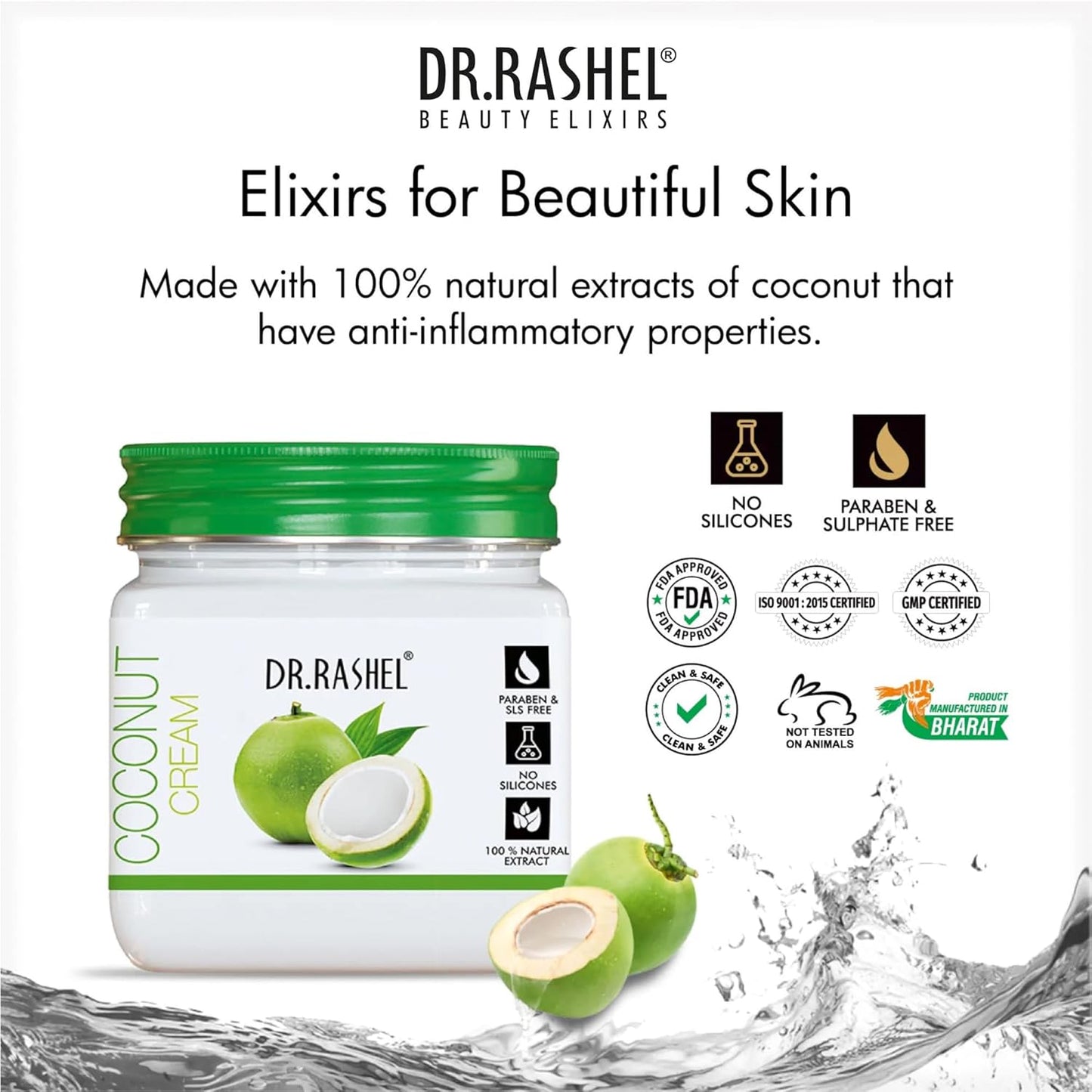DR.RASHEL Tender Coconut Cream For Men & Women With Goodness of Coconut Extract (380 Ml) | Hydrating & Moisturizing Facial Cream |Soothing & Cleansing Facial Cream For All Skin Types