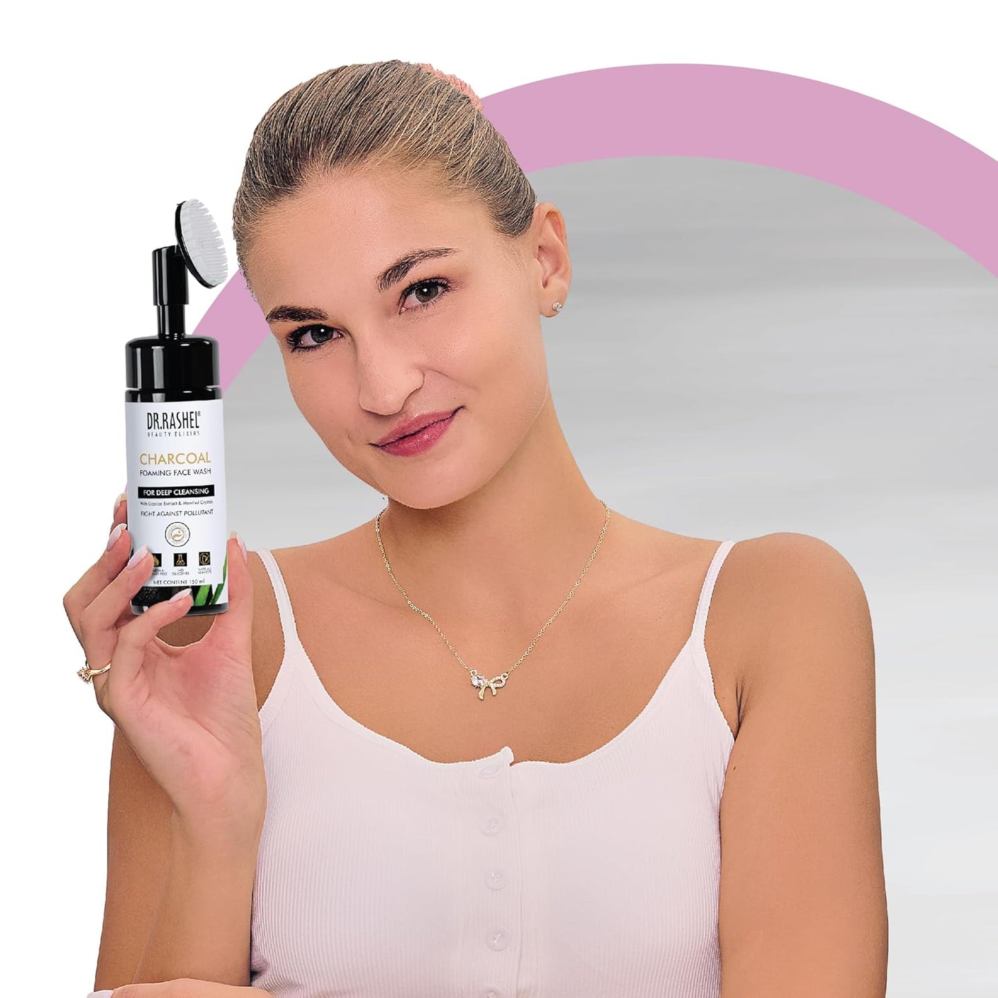 Dr.Rashel Charcoal Foaming Face Wash For Deep Cleansing With Licorice Extract & Menthol Crystals For Fight Against Pollutant (150 ml)