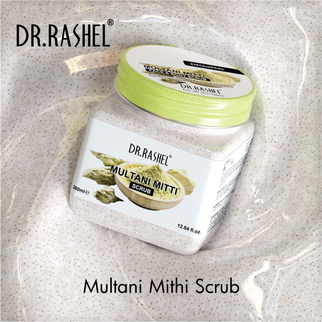 DR.RASHEL Multani Mitti Scrub For Face & Body (380 Ml) | All Skin |Cleanser Scrub For Deep Exfoliation | Dead Skin Remover Scrub | Tan Removal | Blackhead Remover Scrub