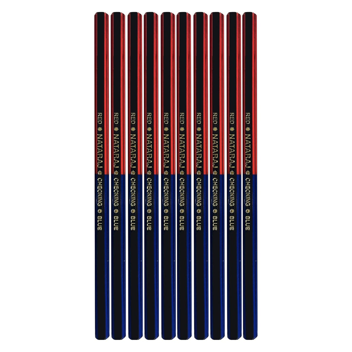 NATARAJ Checking Pencils Red & Blue, Hexagonal Shape, Break-resistant Bonded Lead, Comfortable & Soft Grip, Double Headed Design, Suitable for Kids (Pack of 1)