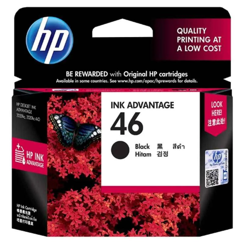 HP 46 Black Original Ink Advantage Cartridge, CZ637AA