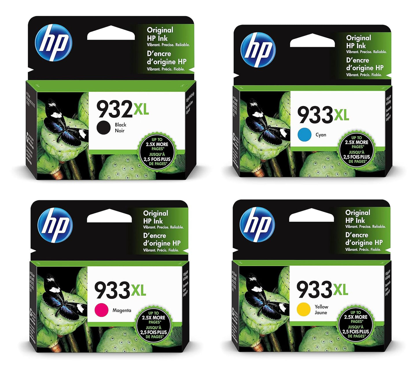 HP 932XL-933XL 4 Pack Set- Black and Color Inkjet Set 1 HP 932XL Black CB053AN