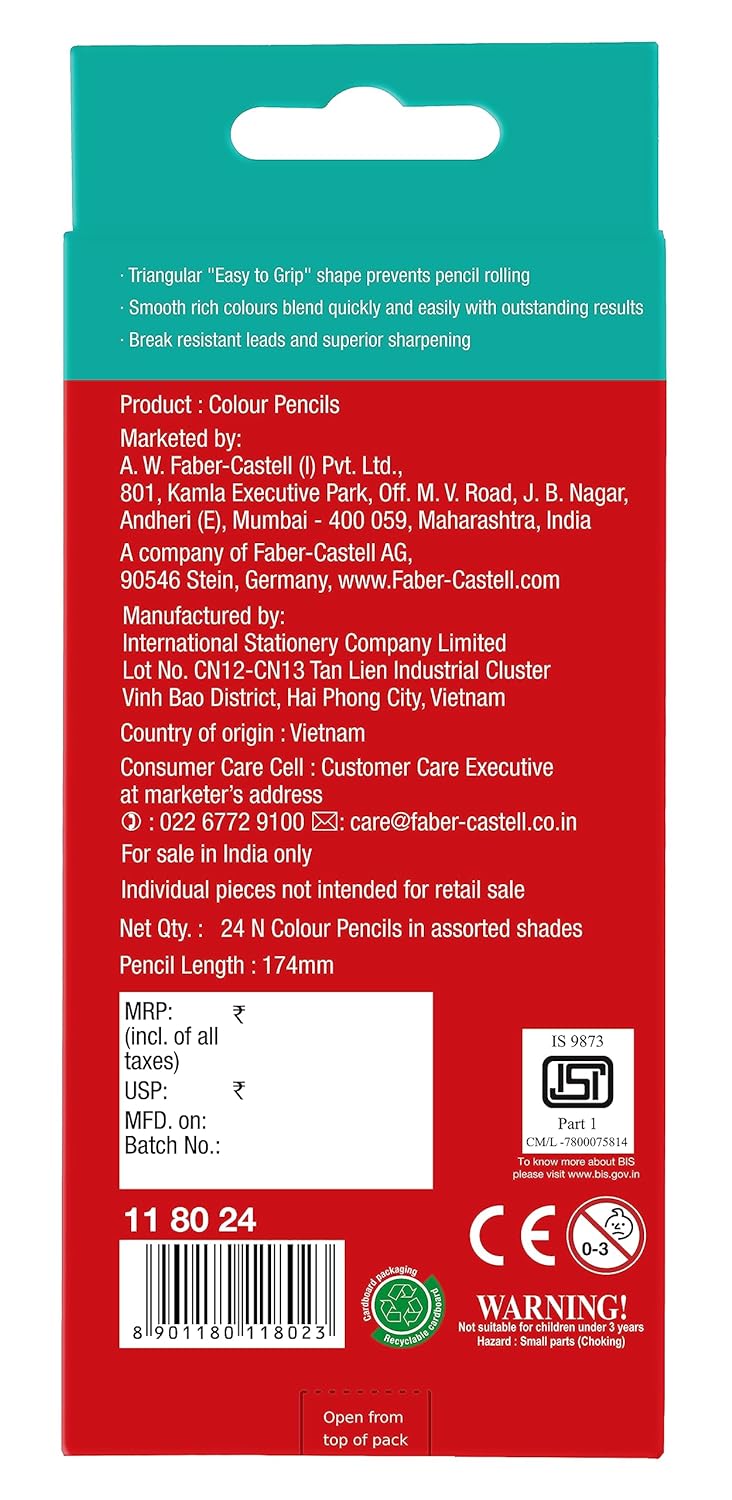 Faber-Castell Triangular Colour Pencils - Pack of 1 (Assorted)