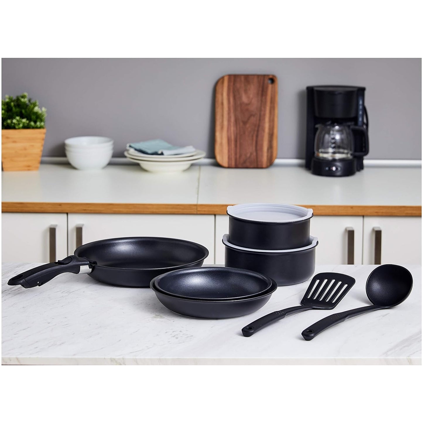 Cookware Set with Lids and Removable Handle -10 Piece (Without Induction Base)