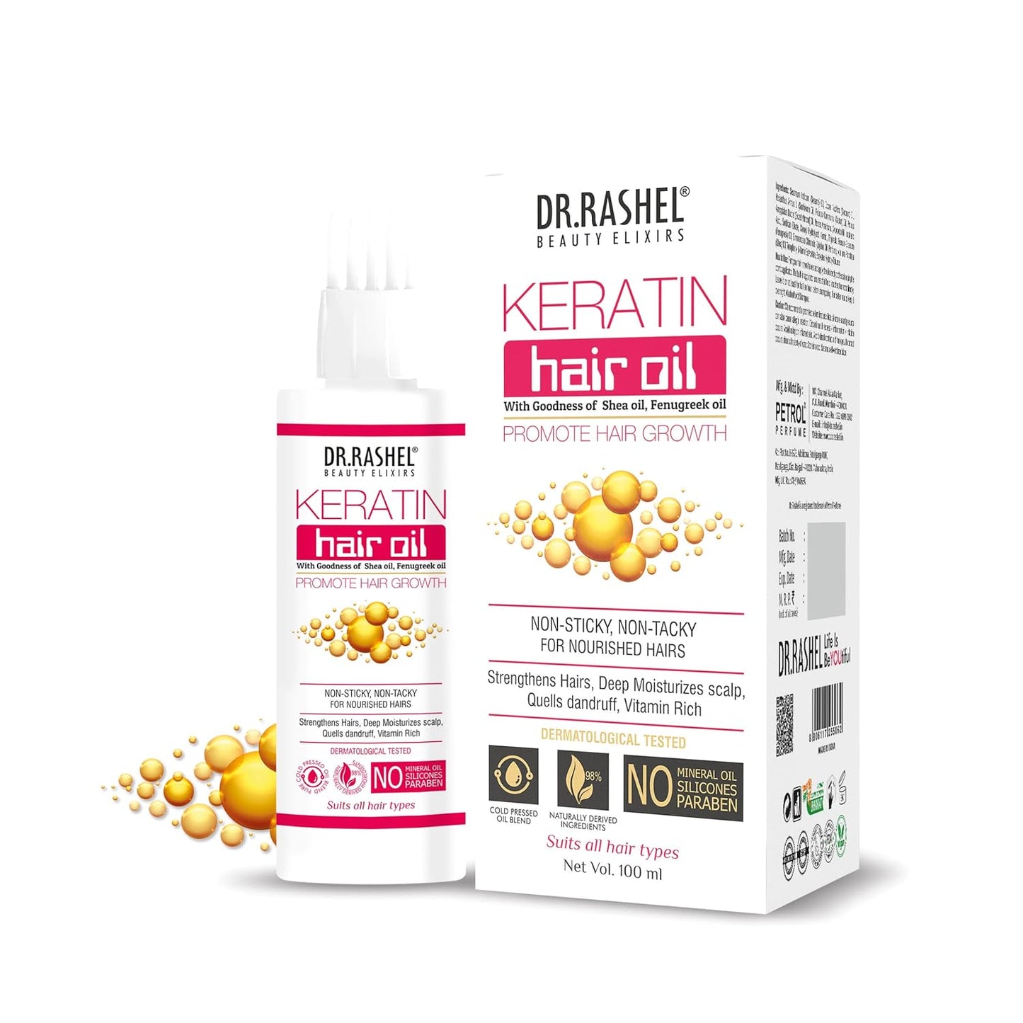DR.RASHEL Keratin Hair Oil with goodness of shea & fenugreek oil promotes hair growth (100 ml)